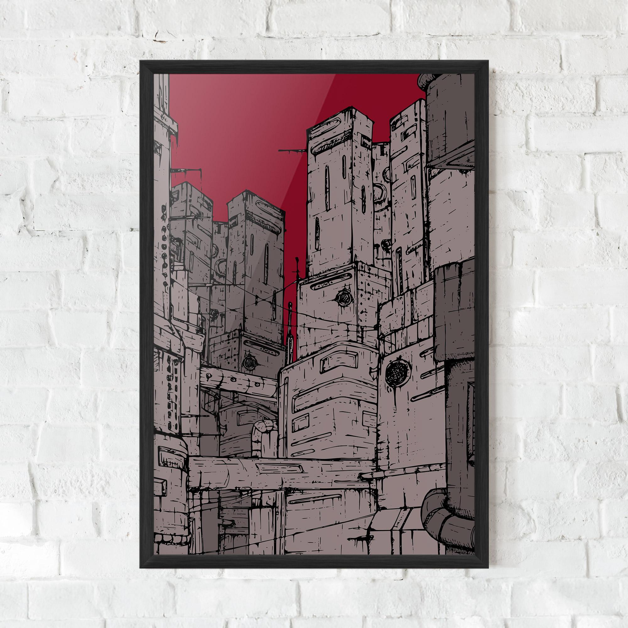 Poster Înrămat Grey Red City mockup 0