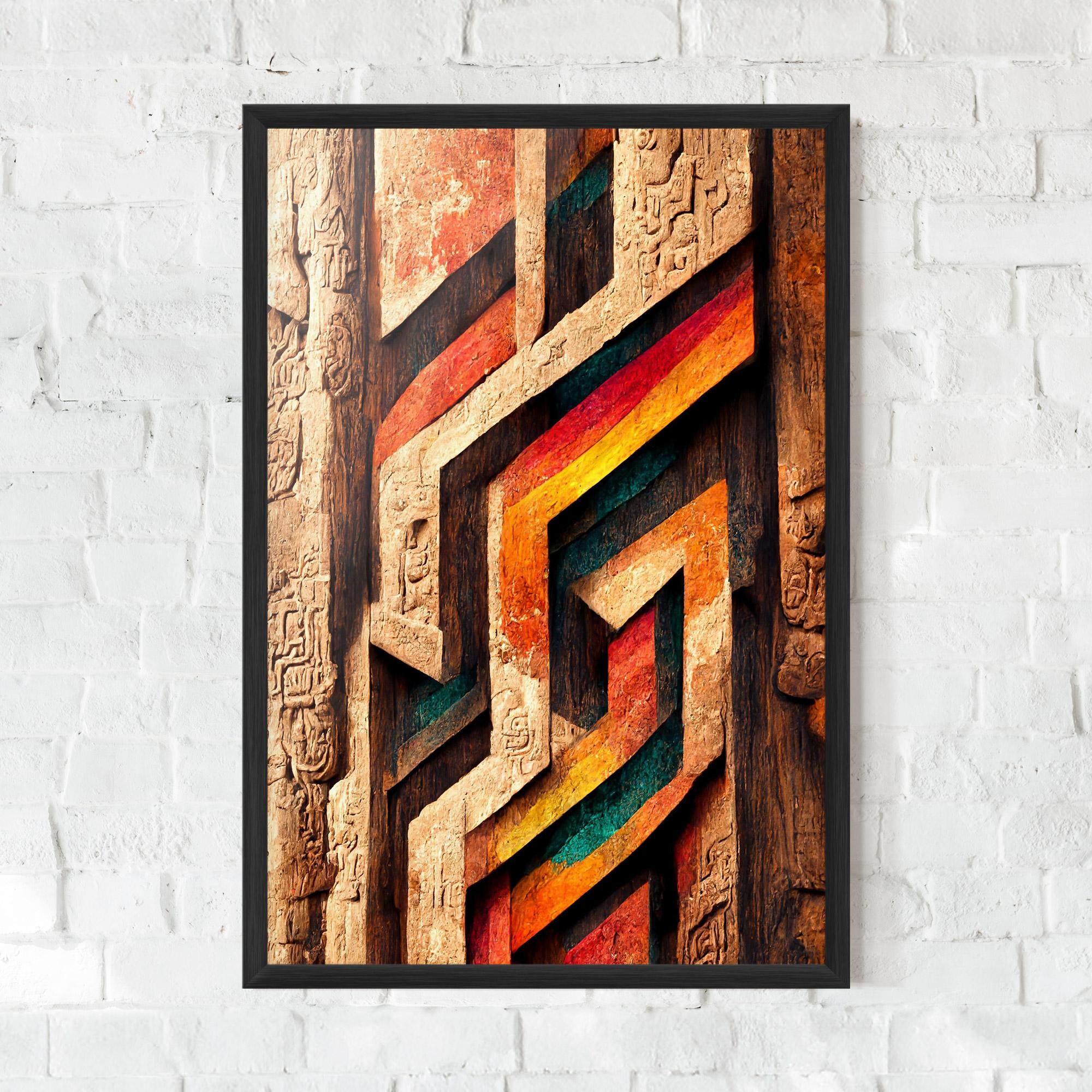 Poster Înrămat Mayan Style Wood mockup 0