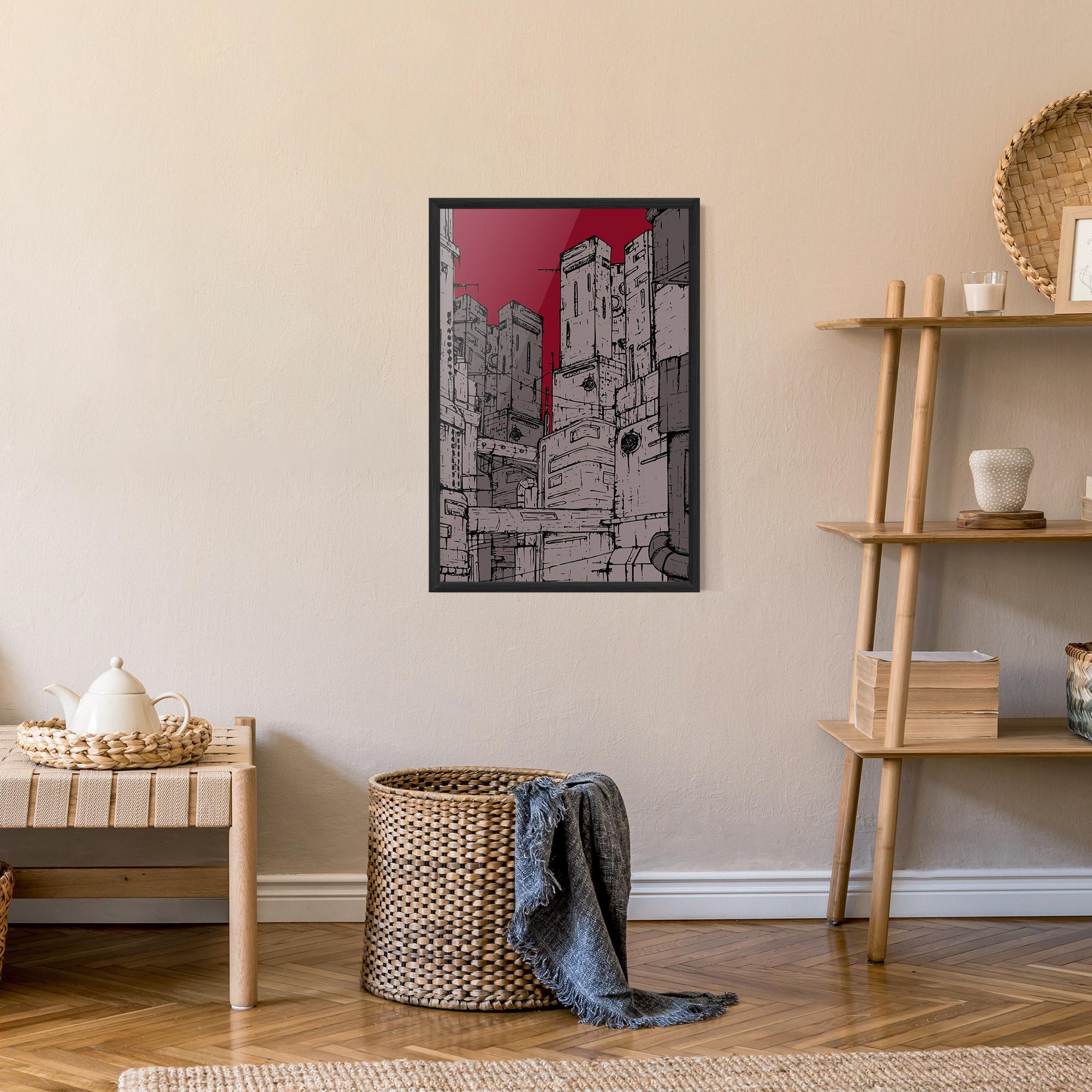 Poster Înrămat Grey Red City mockup 9