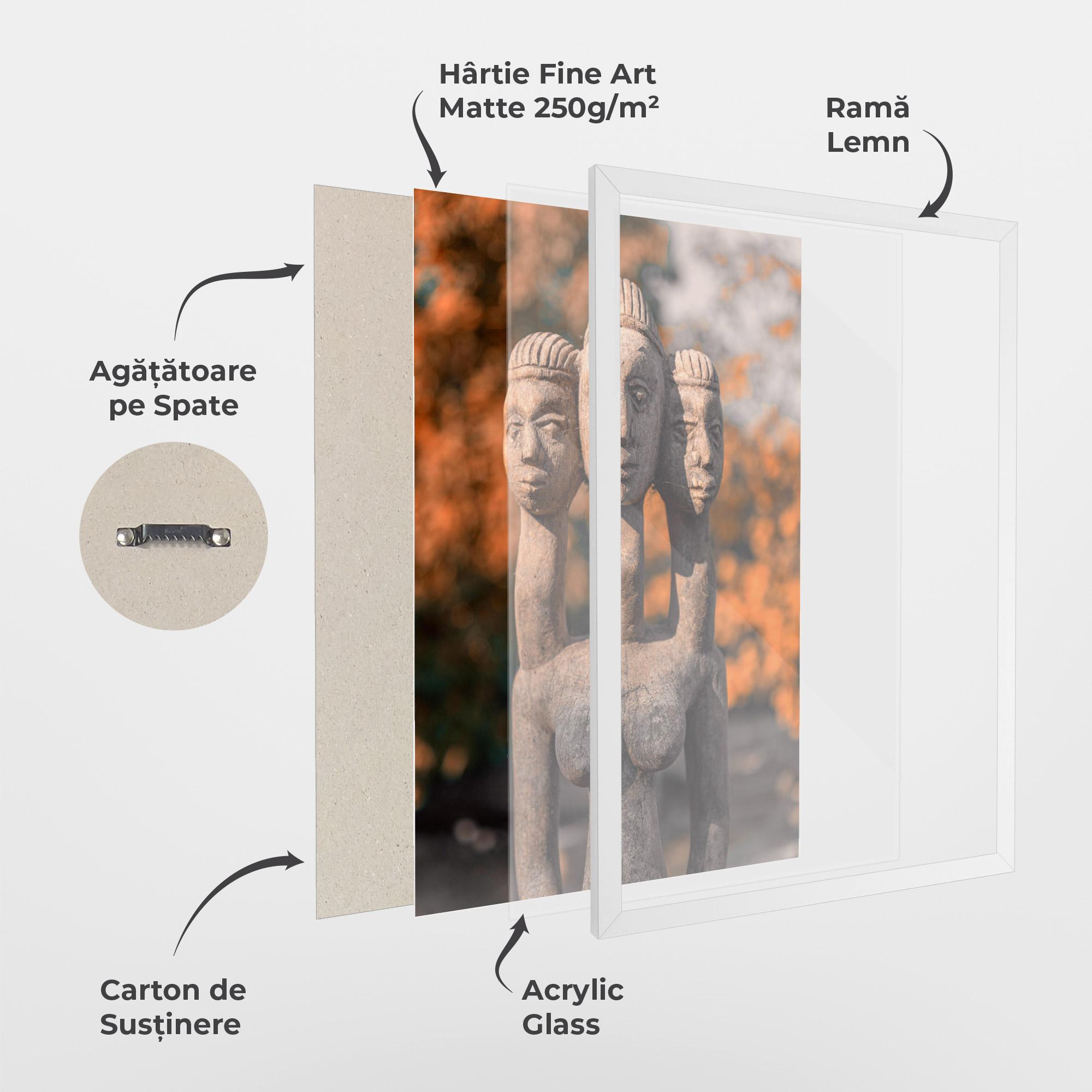 Poster Înrămat Three Heads Statue mockup 1