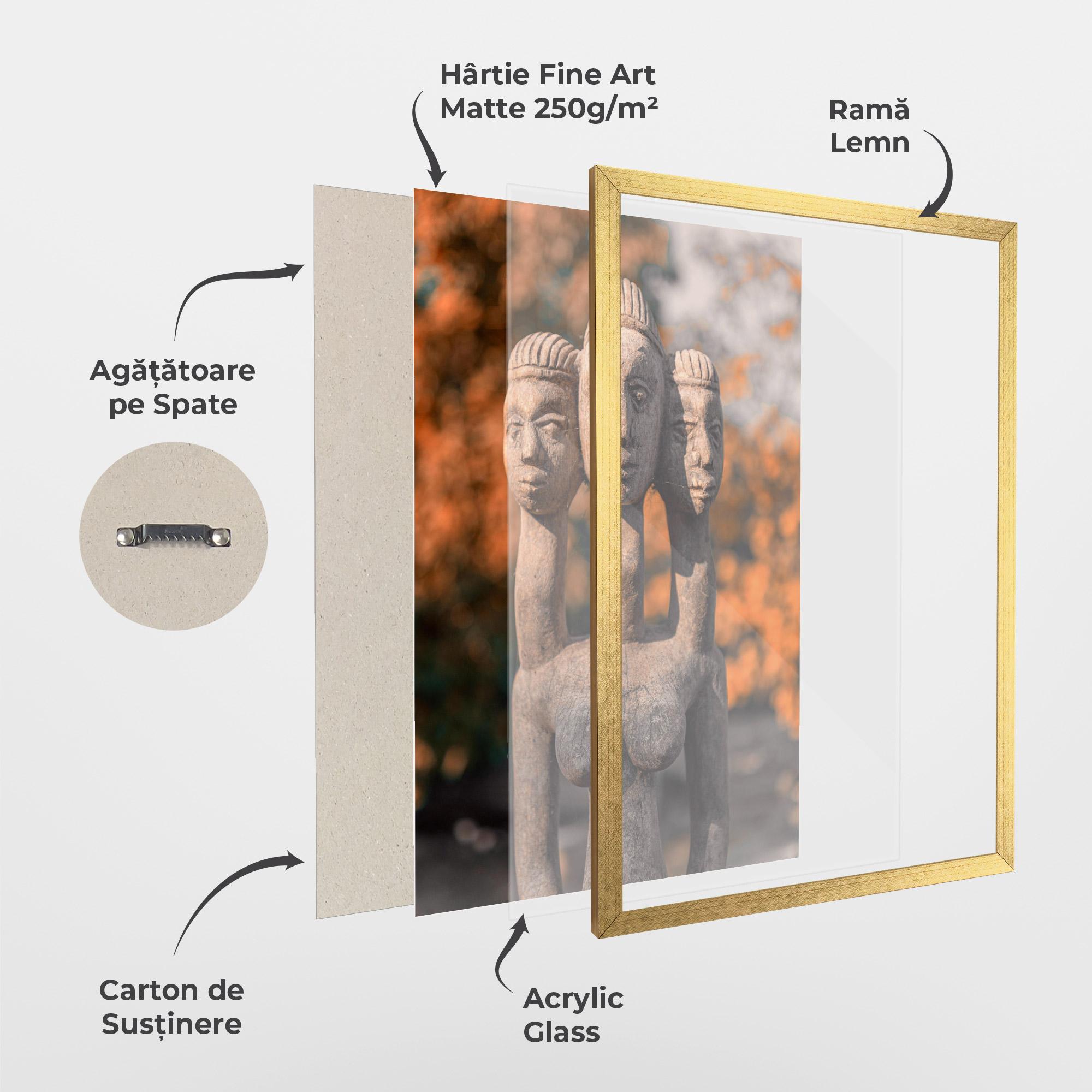 Poster Înrămat Three Heads Statue mockup 1