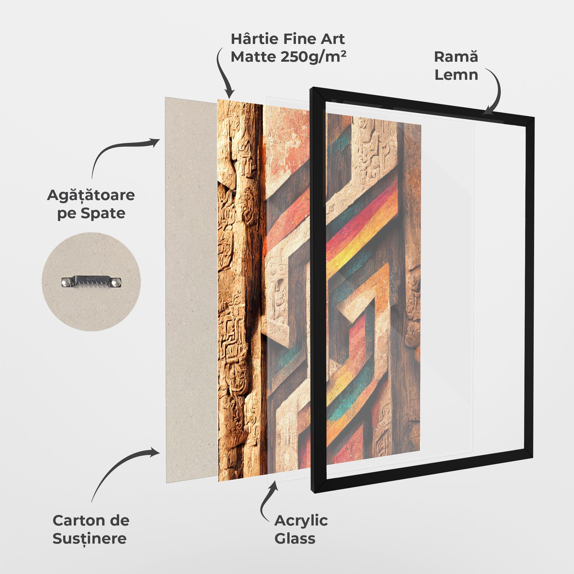 Poster Înrămat Mayan Style Wood mockup 1