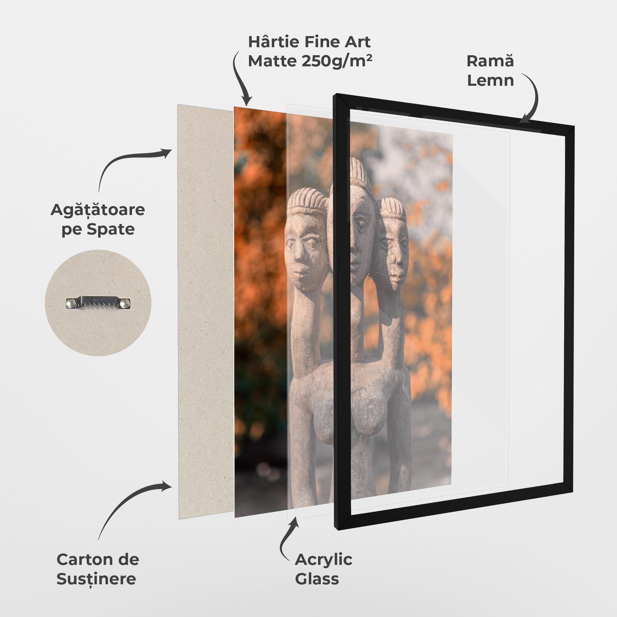 Poster Înrămat Three Heads Statue mockup 1