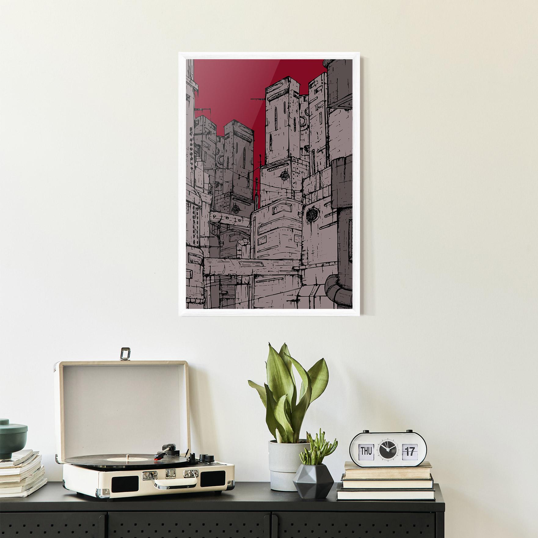 Poster Înrămat Grey Red City mockup 2