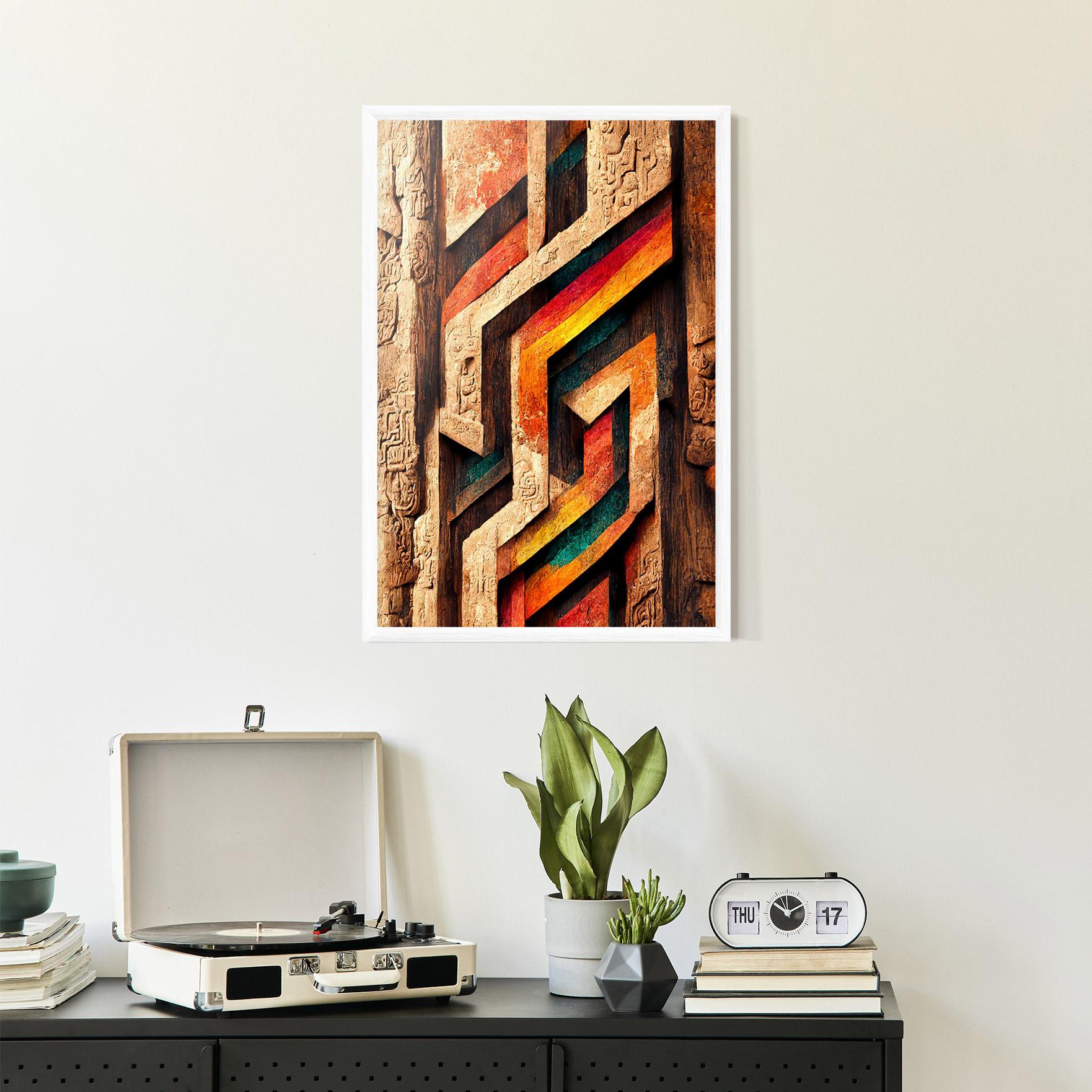 Poster Înrămat Mayan Style Wood mockup 2