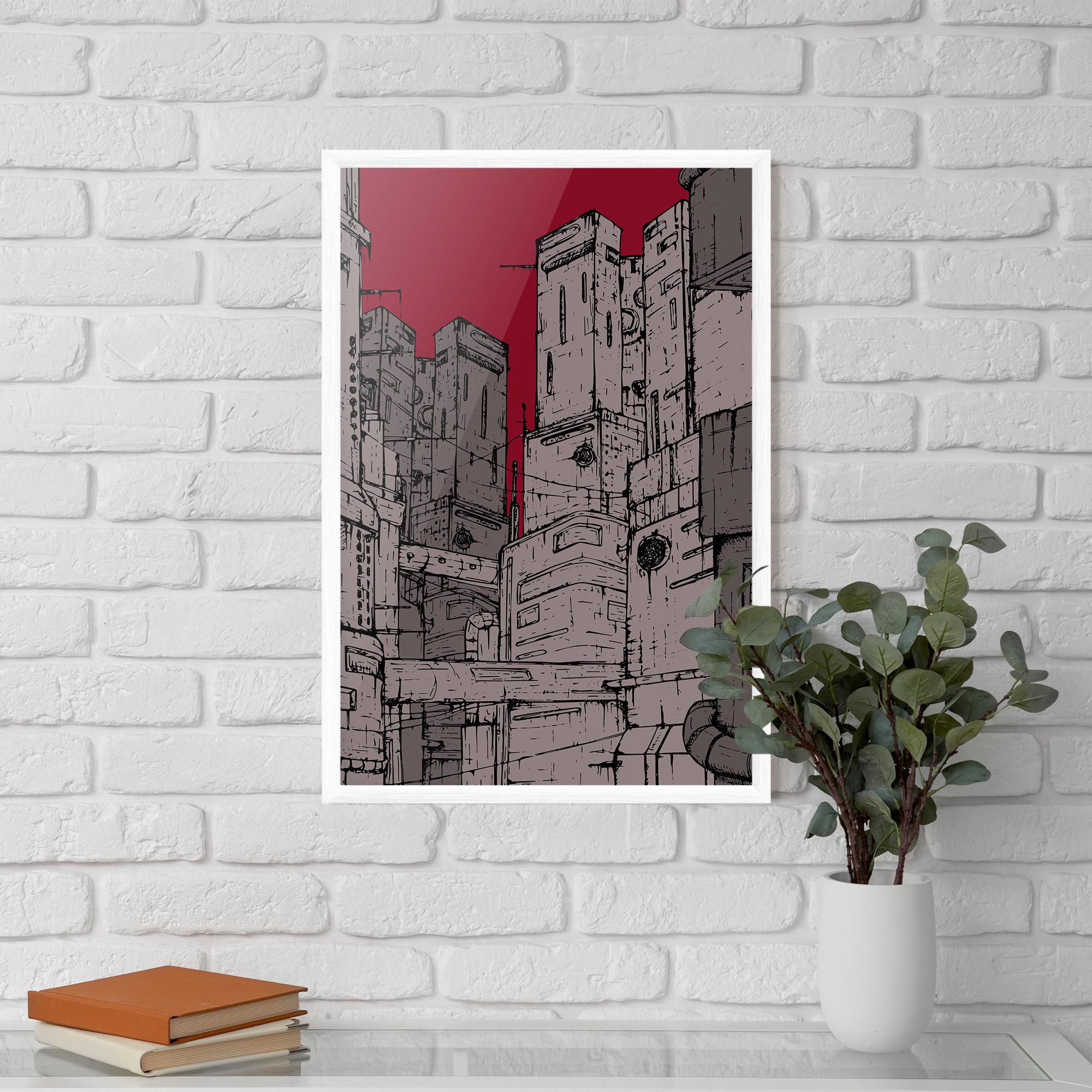 Poster Înrămat Grey Red City mockup 5