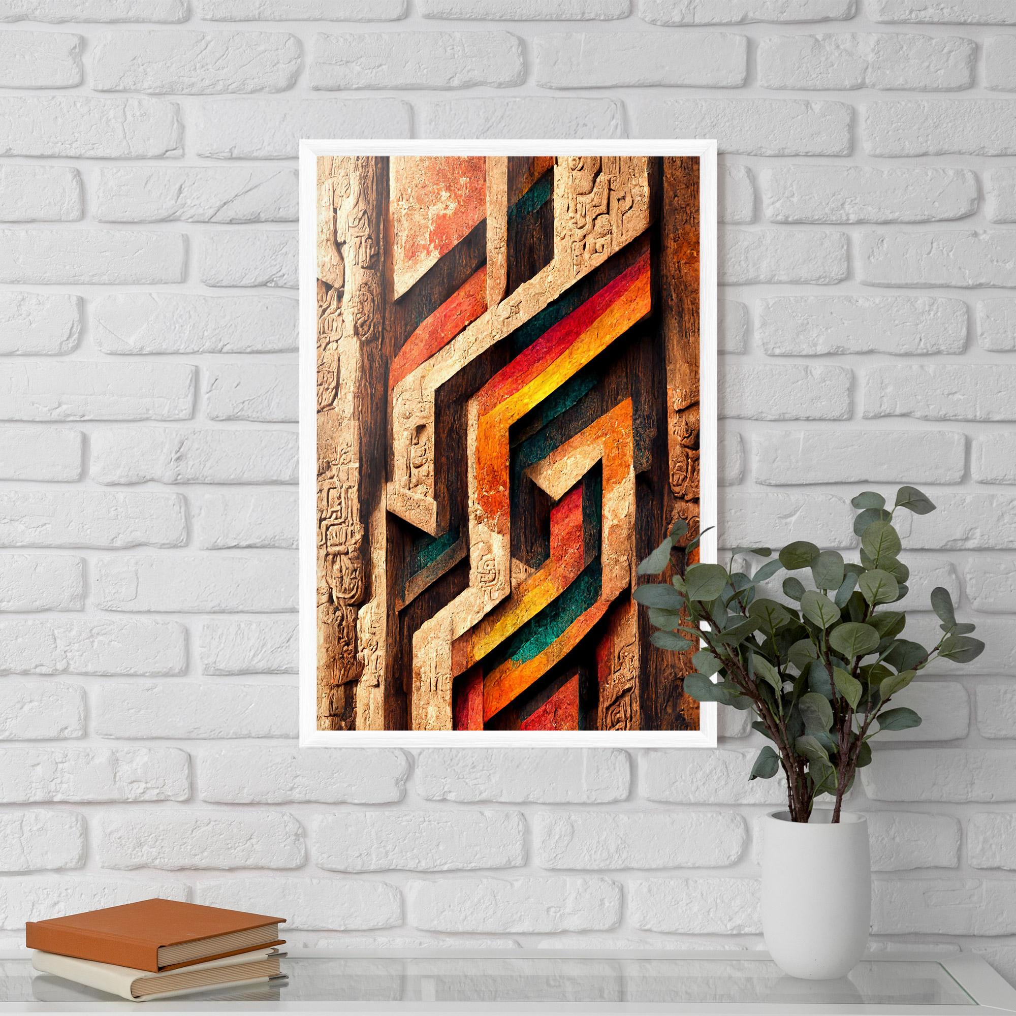 Poster Înrămat Mayan Style Wood mockup 5