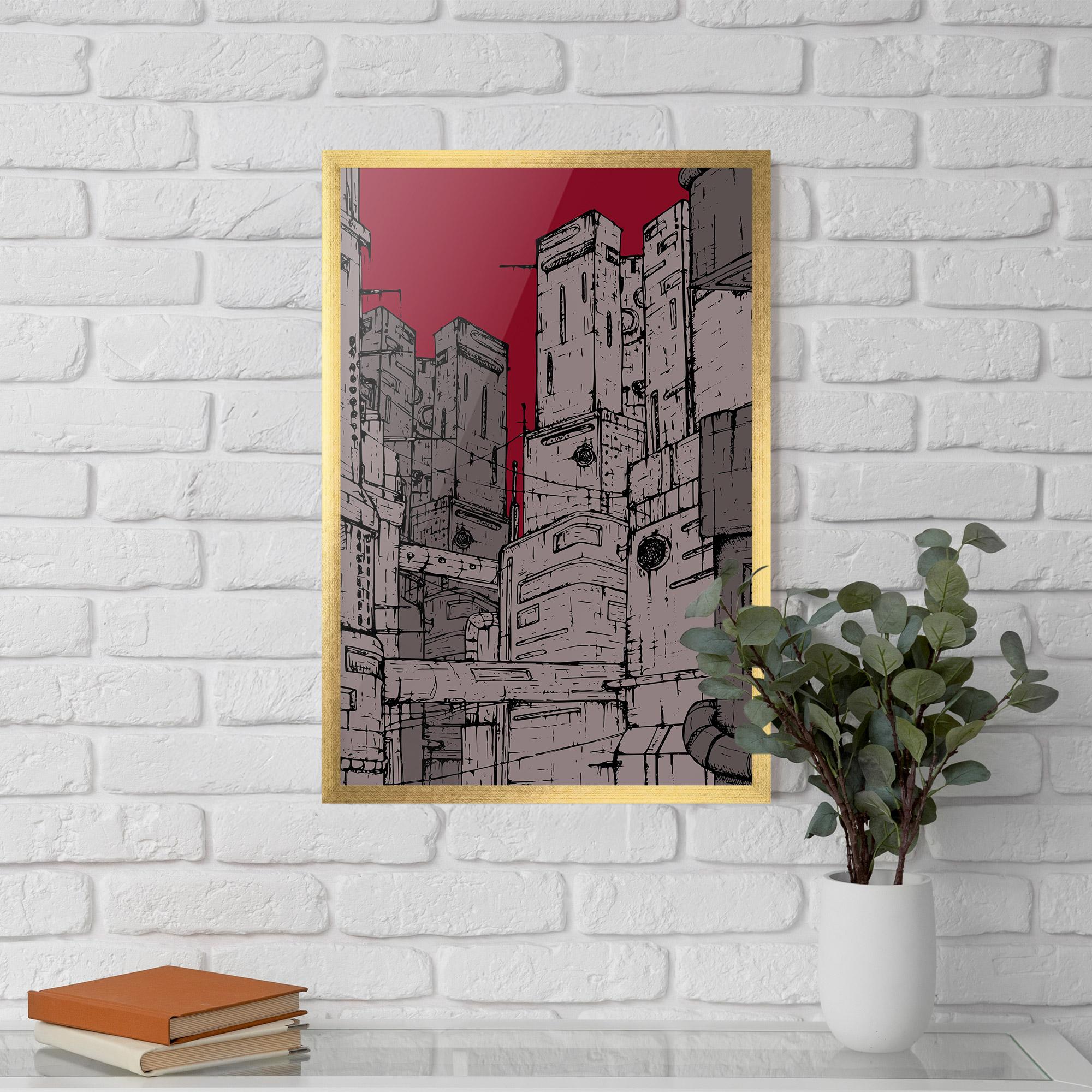 Poster Înrămat Grey Red City mockup 5