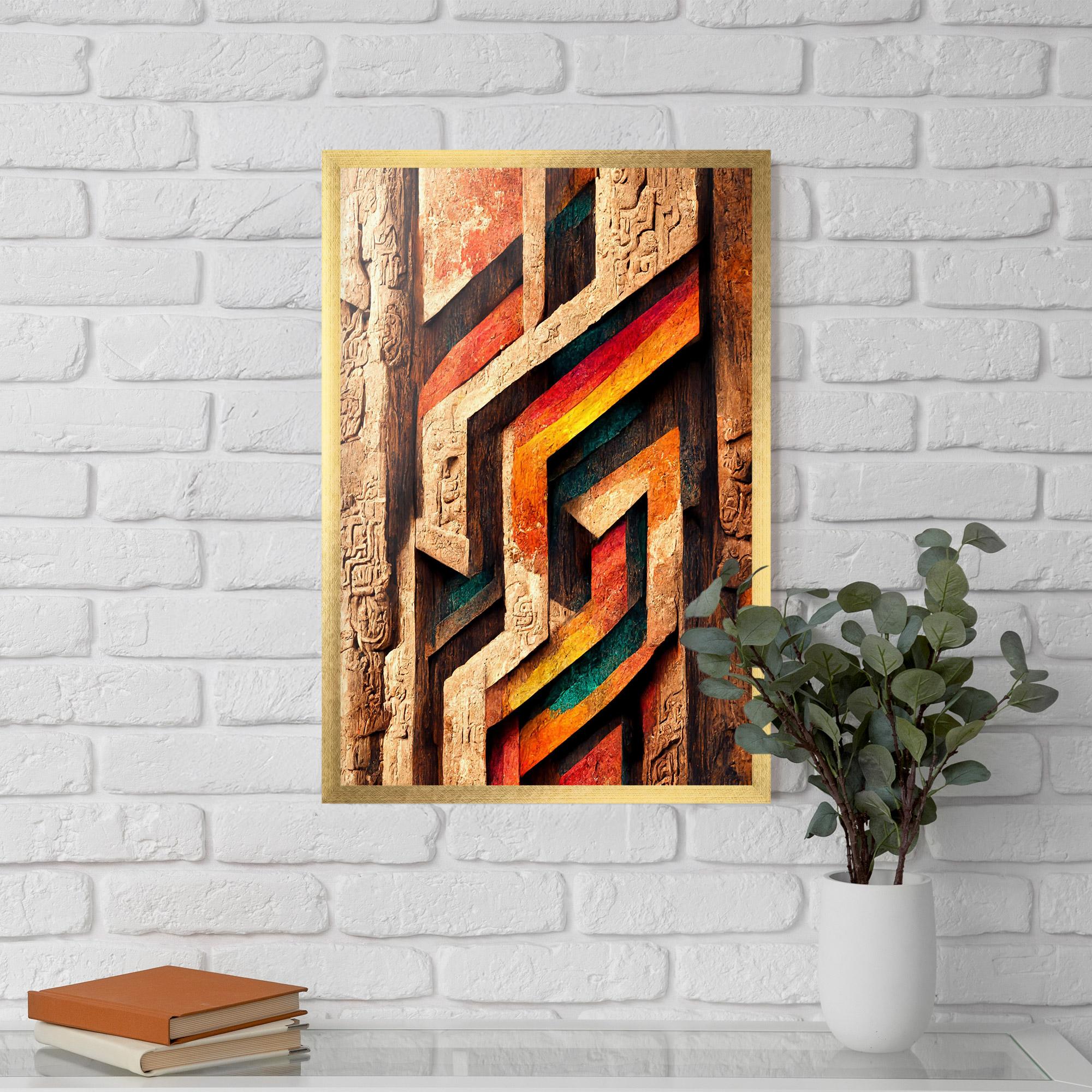 Poster Înrămat Mayan Style Wood mockup 5