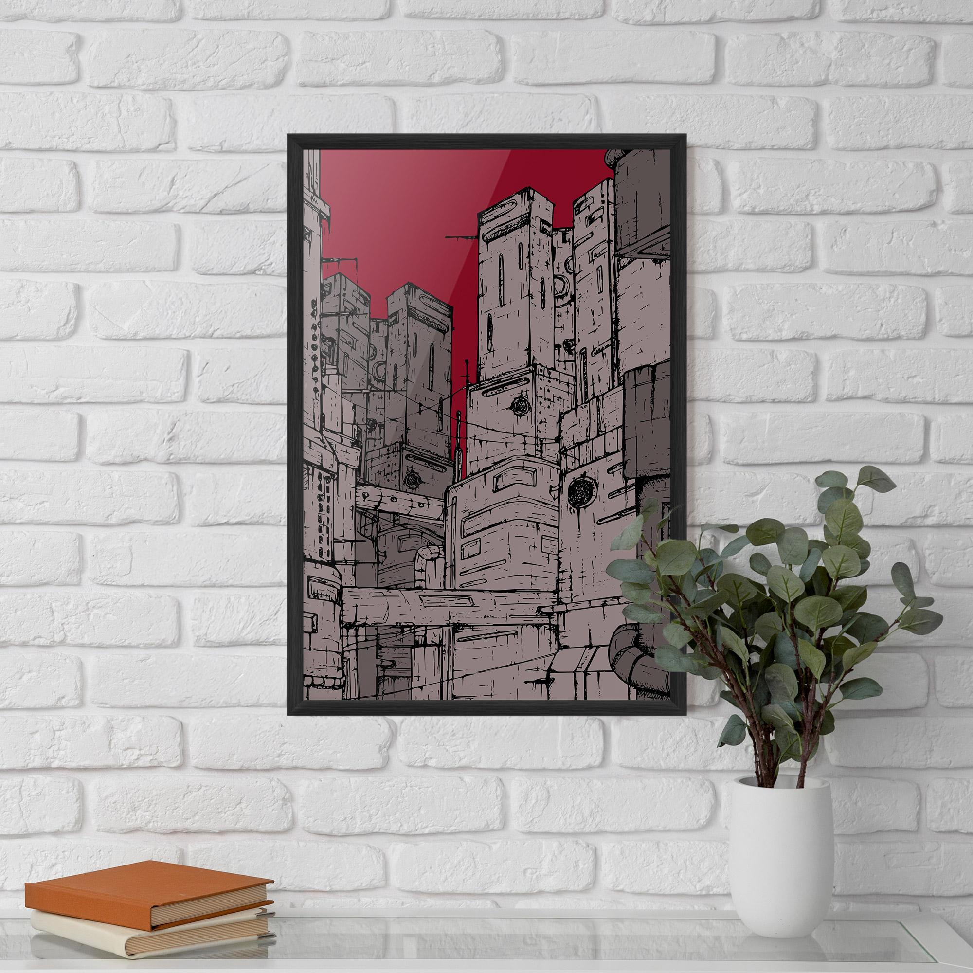 Poster Înrămat Grey Red City mockup 5