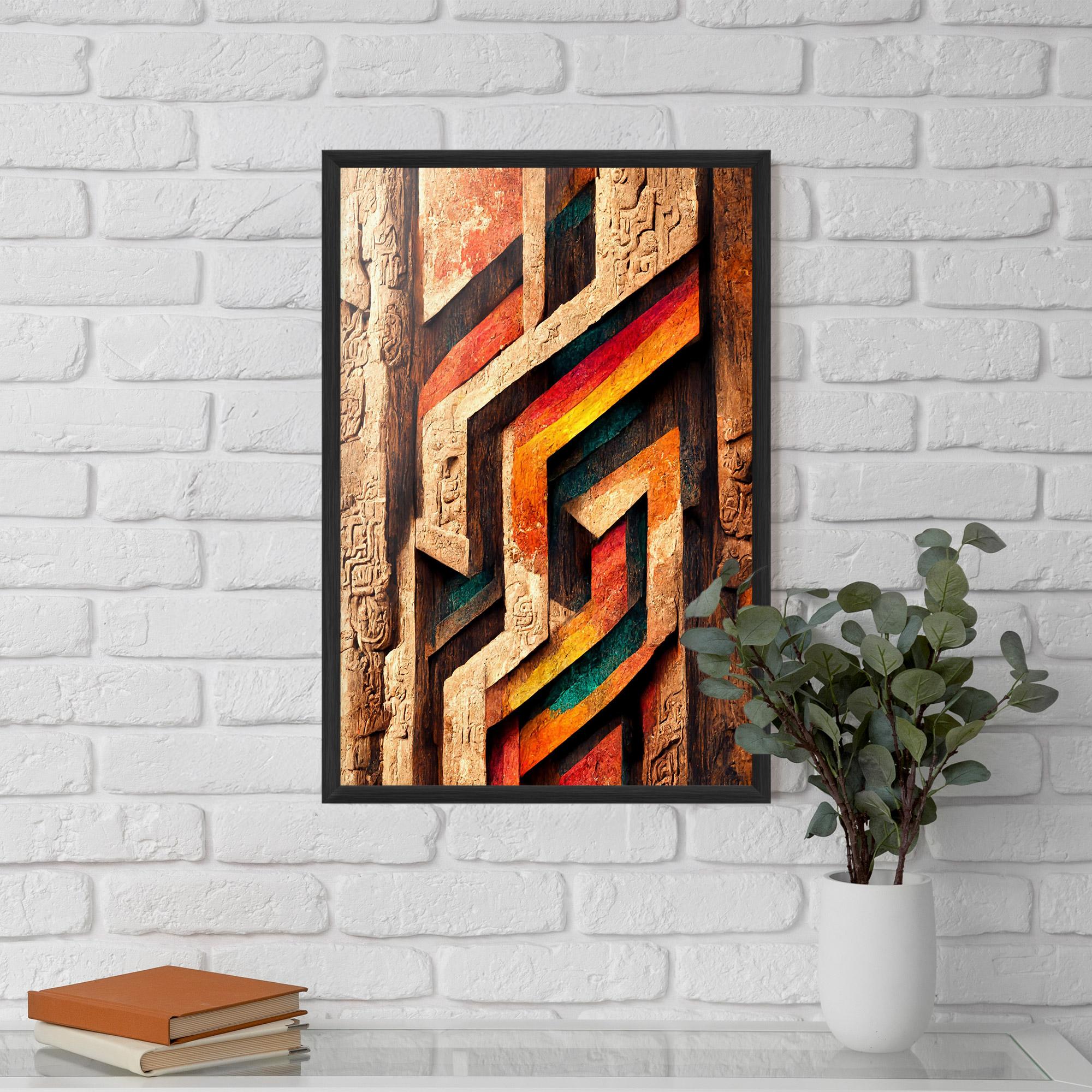 Poster Înrămat Mayan Style Wood mockup 5