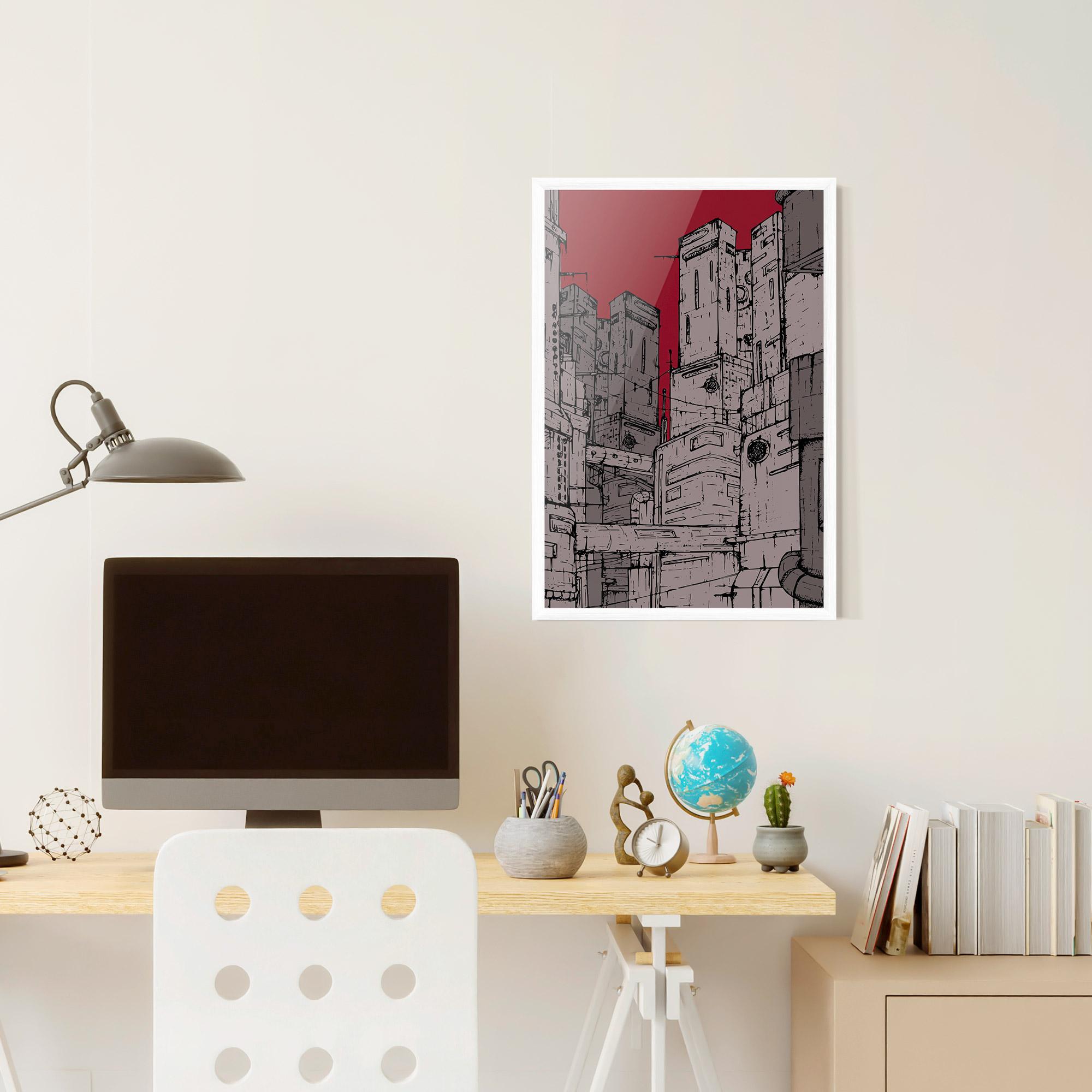 Poster Înrămat Grey Red City mockup 6