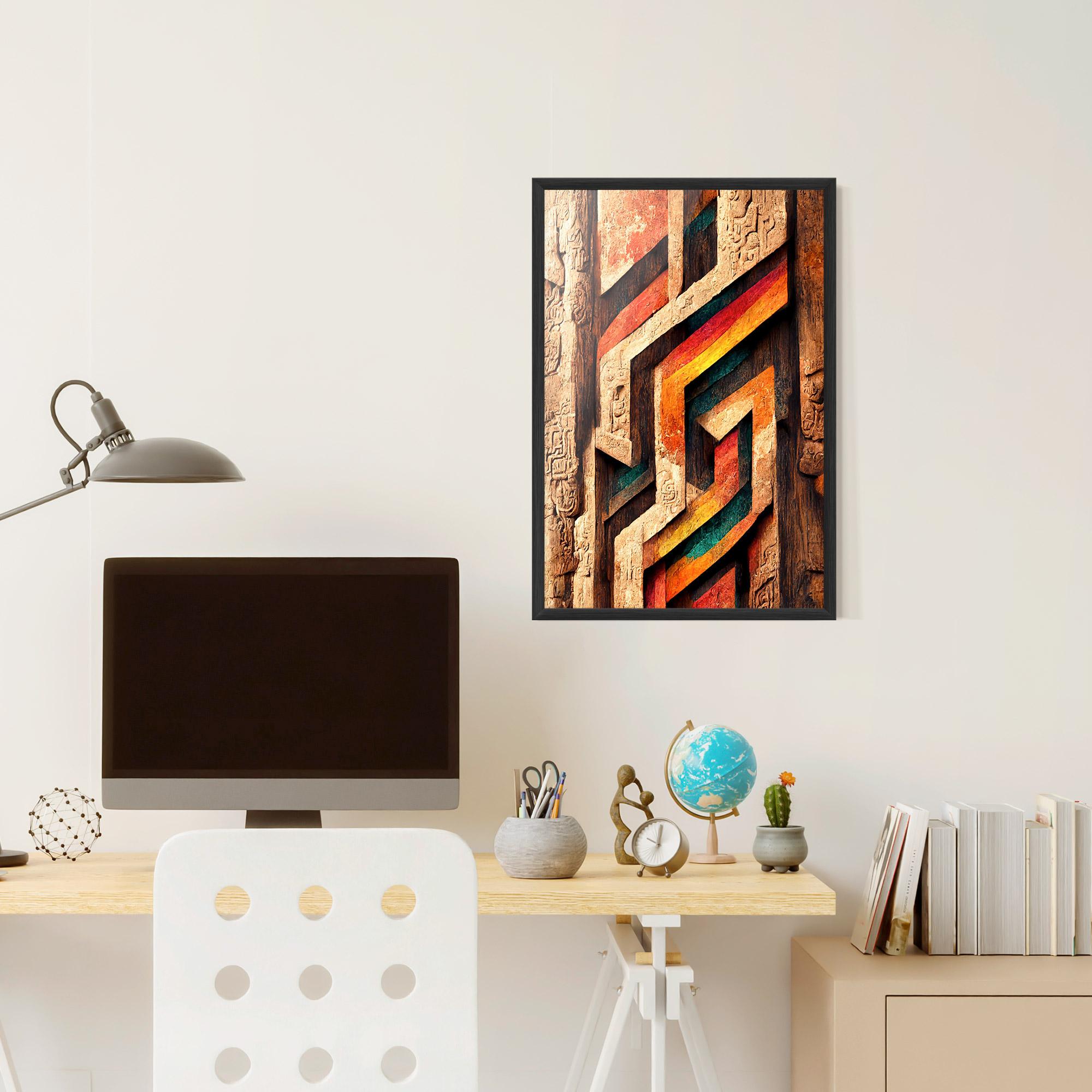 Poster Înrămat Mayan Style Wood mockup 6