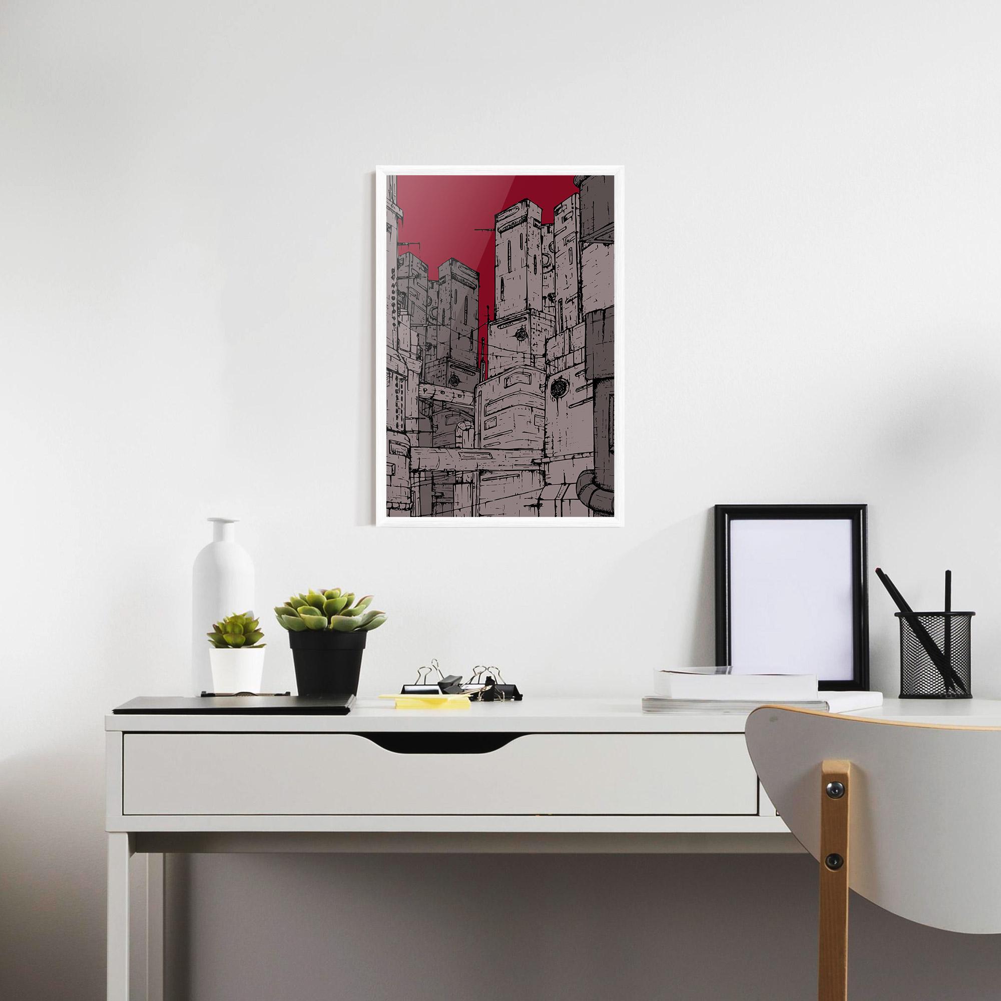 Poster Înrămat Grey Red City mockup 7