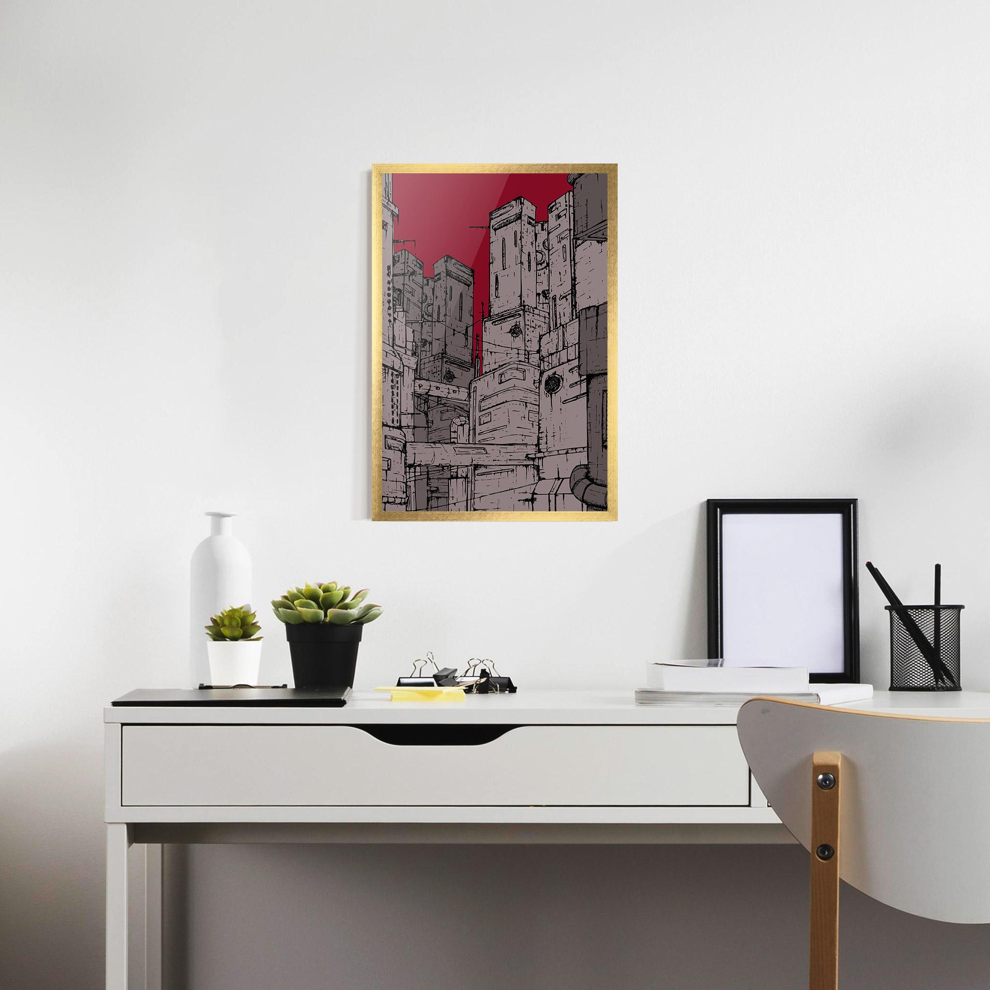 Poster Înrămat Grey Red City mockup 7