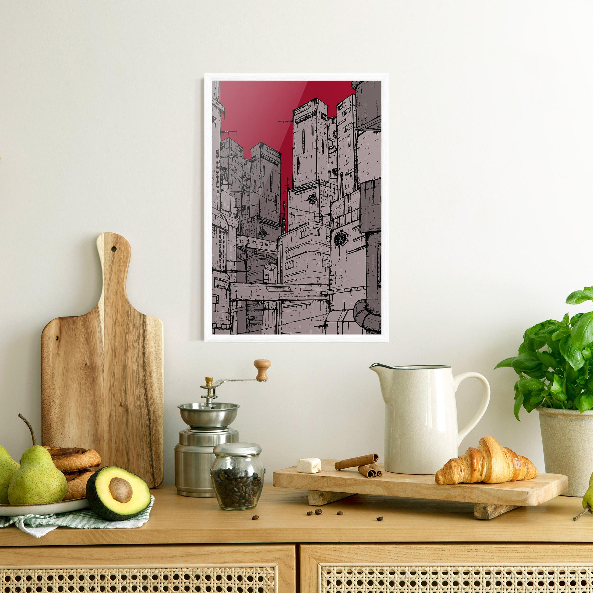 Poster Înrămat Grey Red City mockup 8