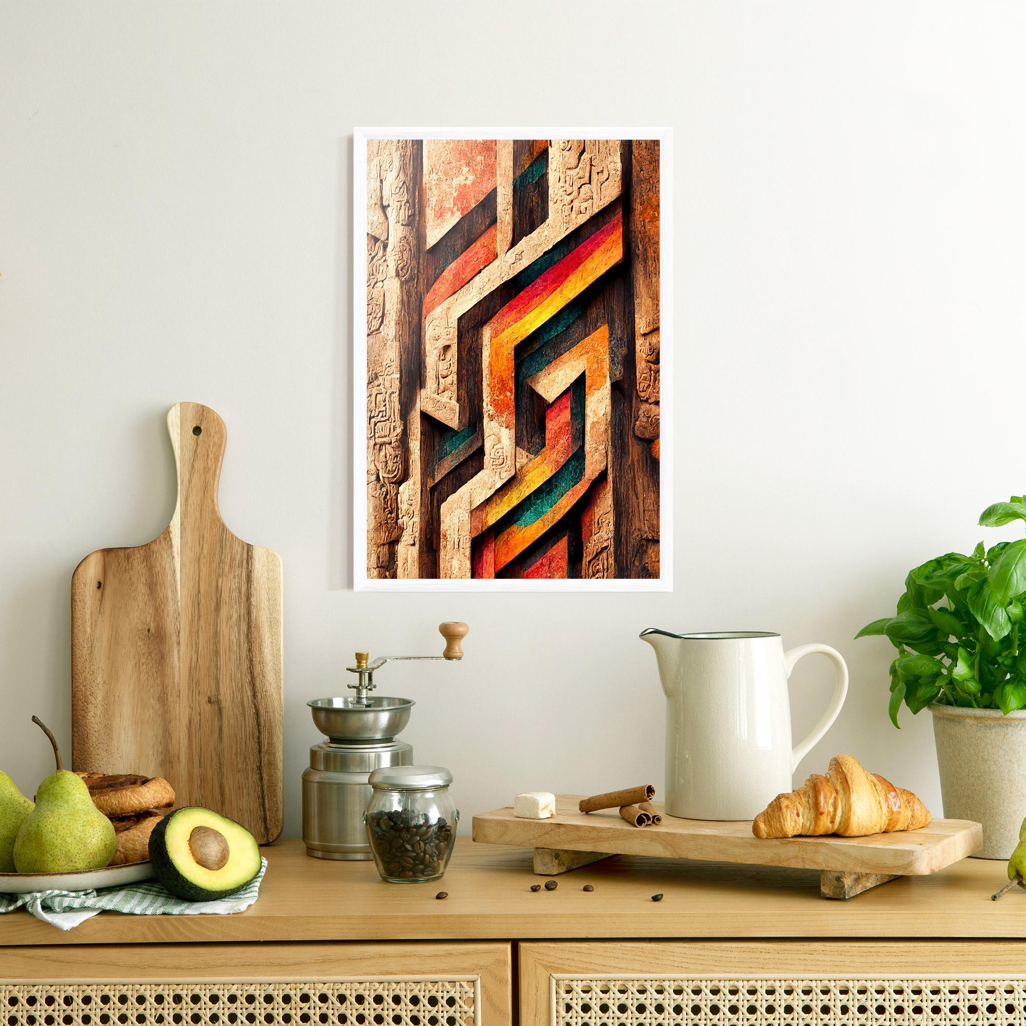 Poster Înrămat Mayan Style Wood mockup 8
