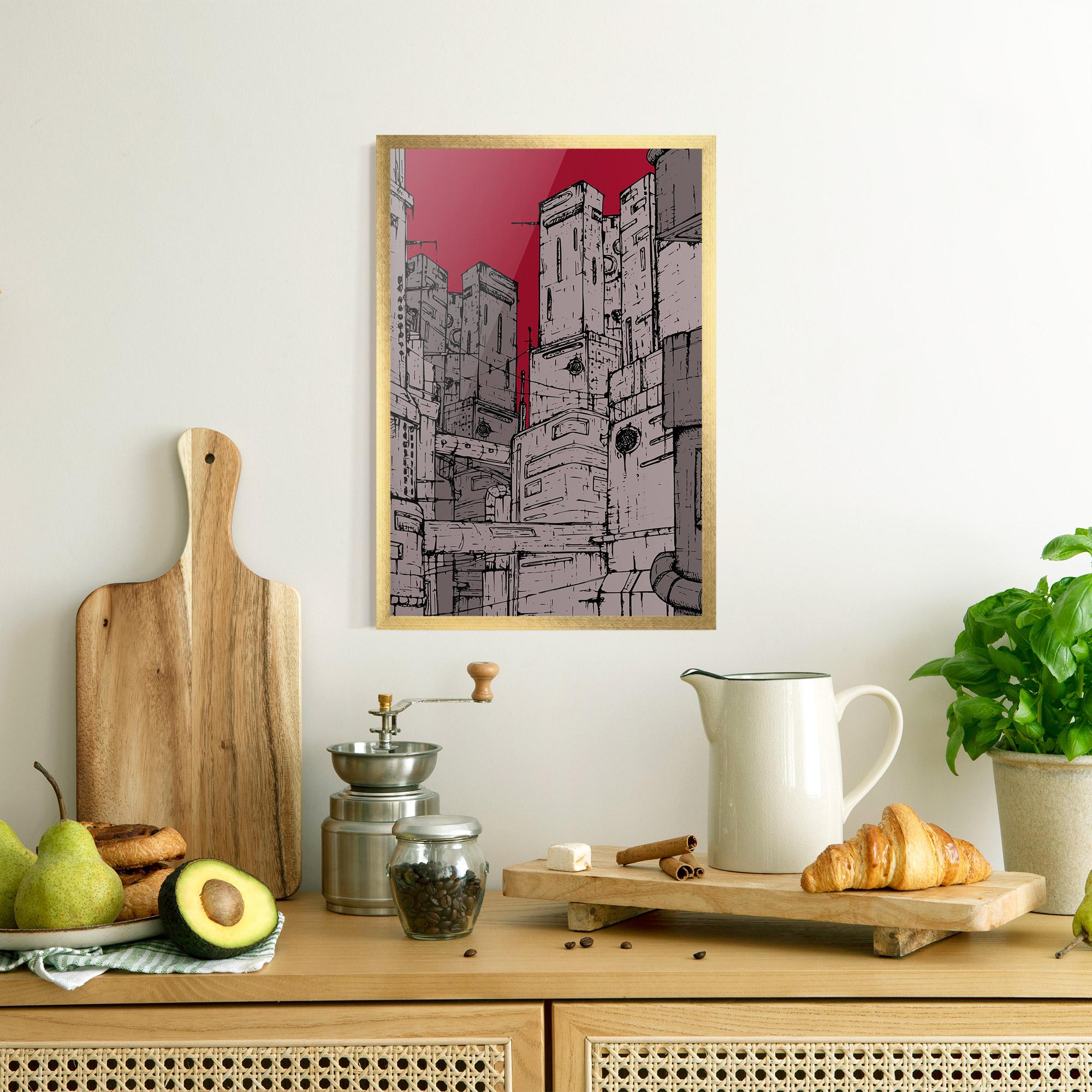 Poster Înrămat Grey Red City mockup 8