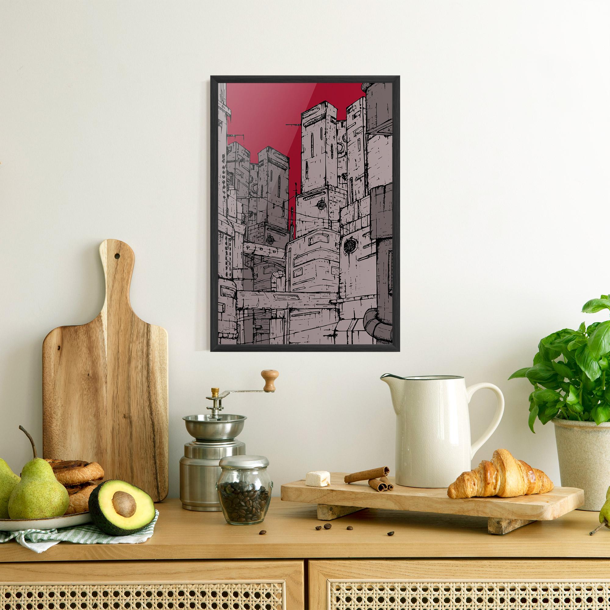 Poster Înrămat Grey Red City mockup 8