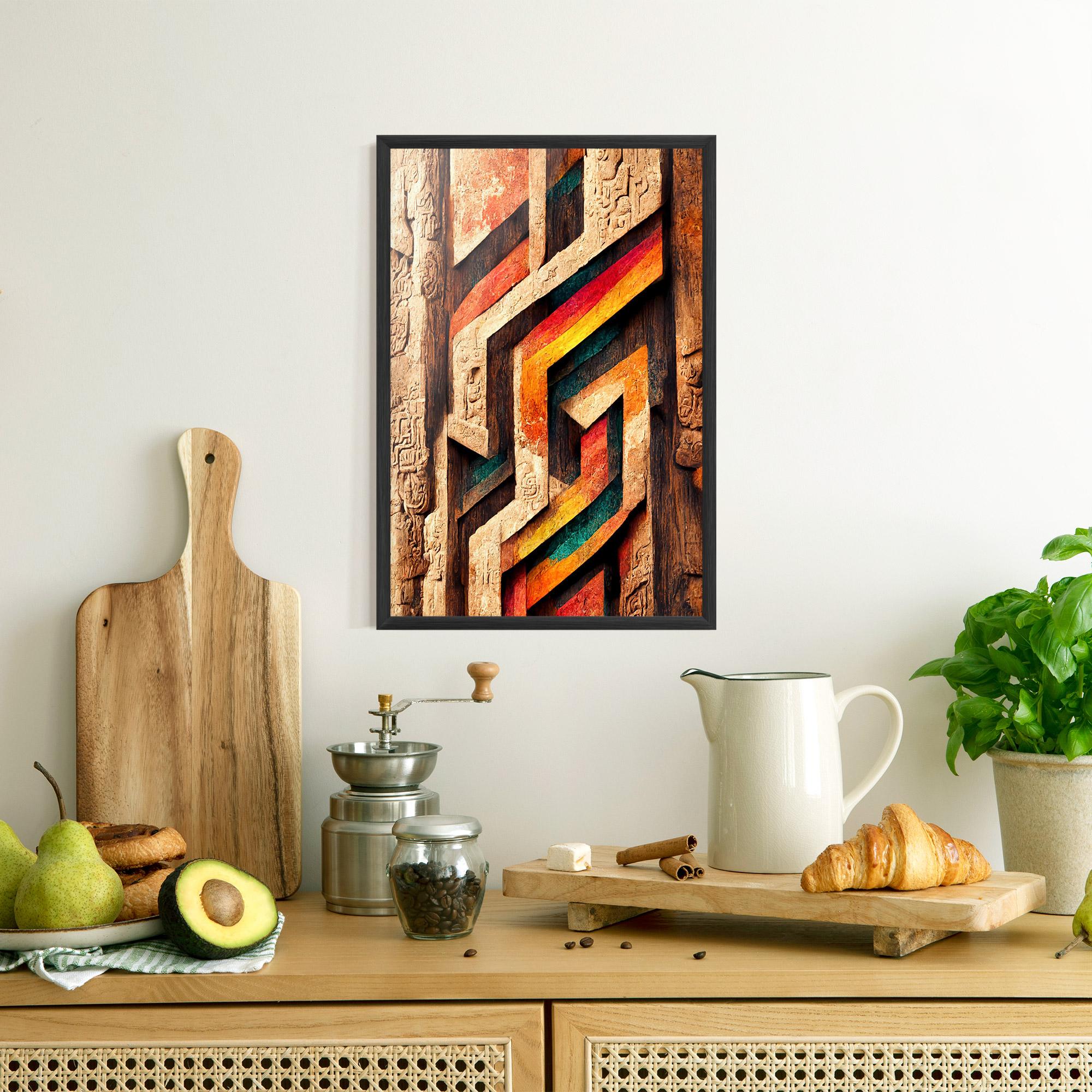 Poster Înrămat Mayan Style Wood mockup 8