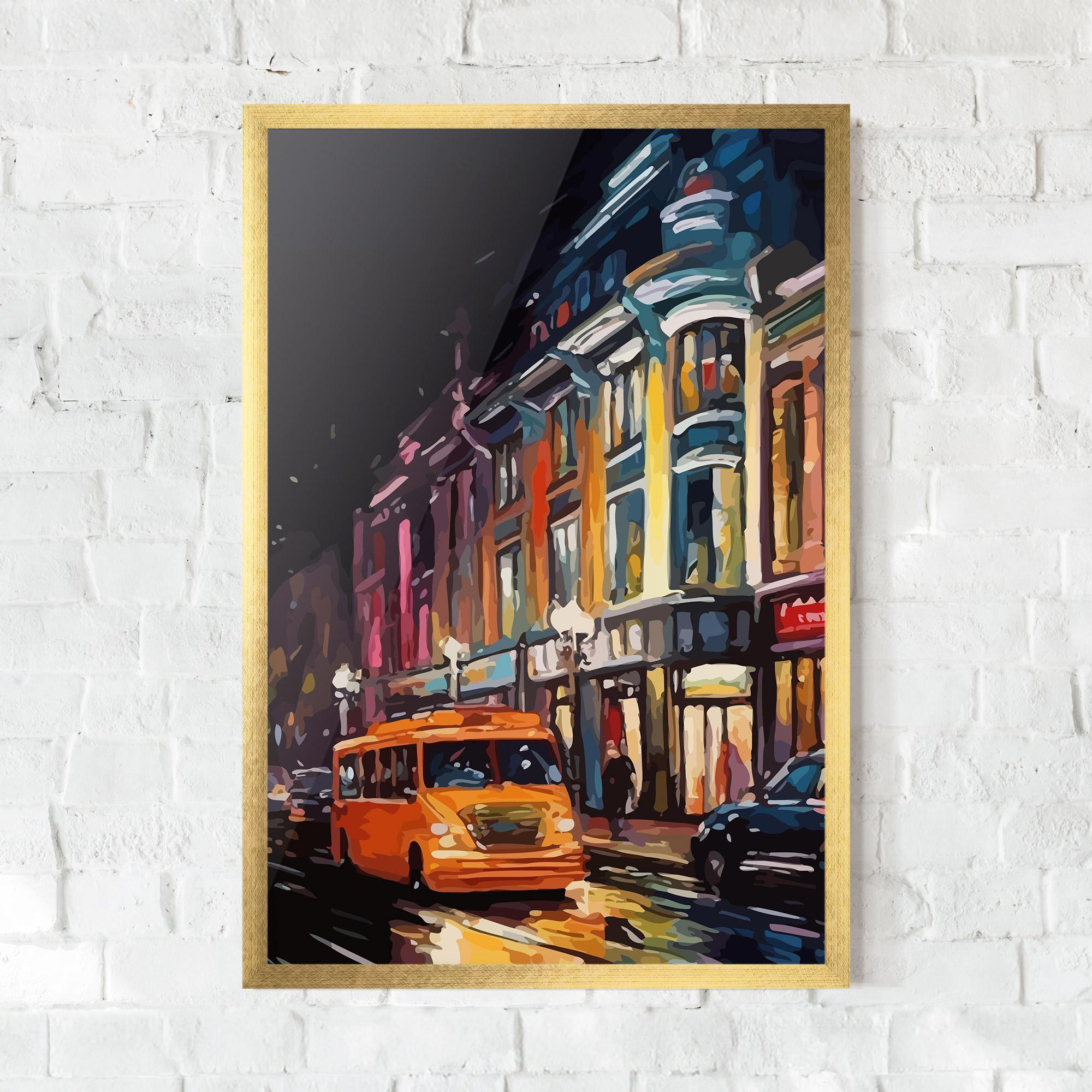 Poster Înrămat Yellow Car City Art mockup 0