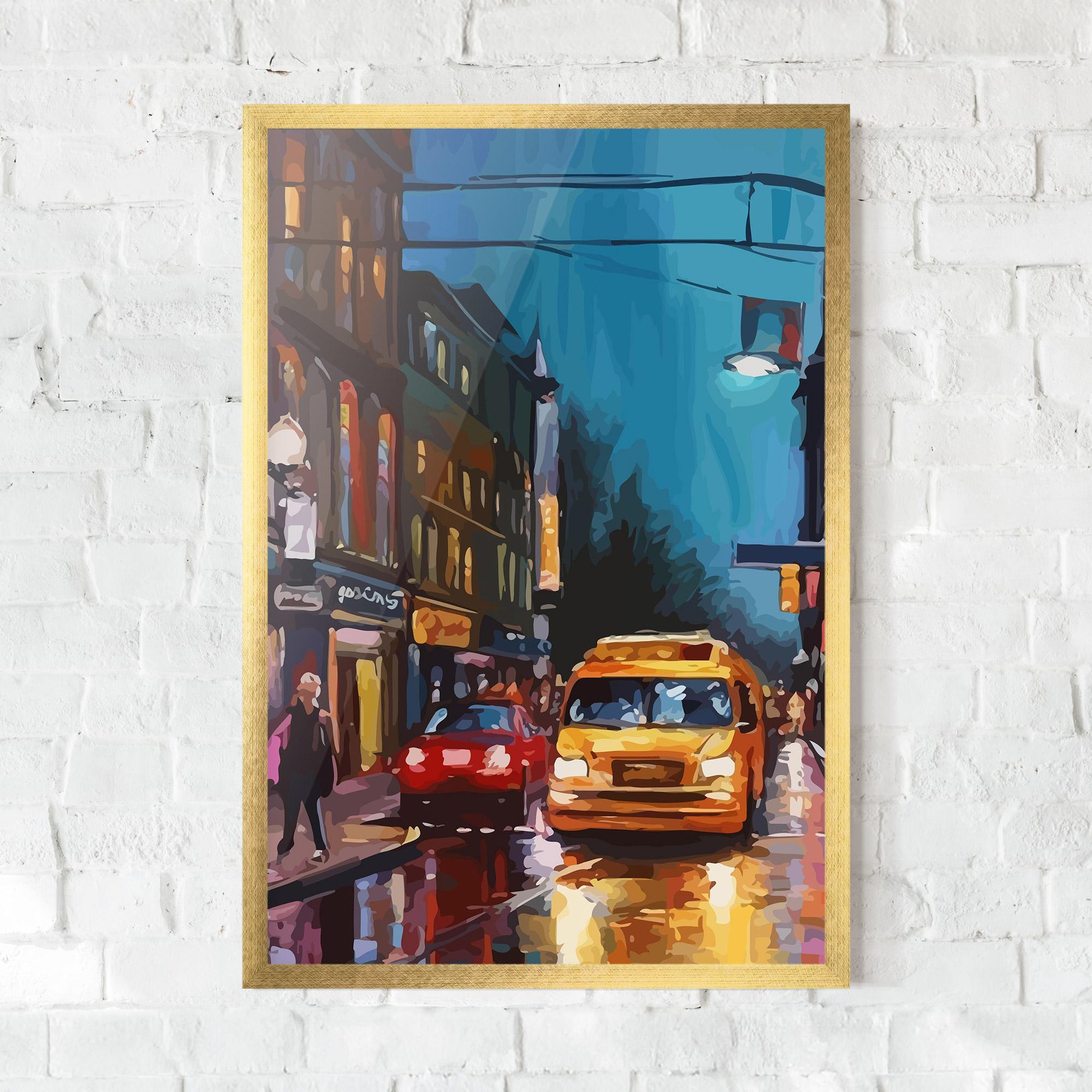 Poster Înrămat Yellow Car City mockup 0