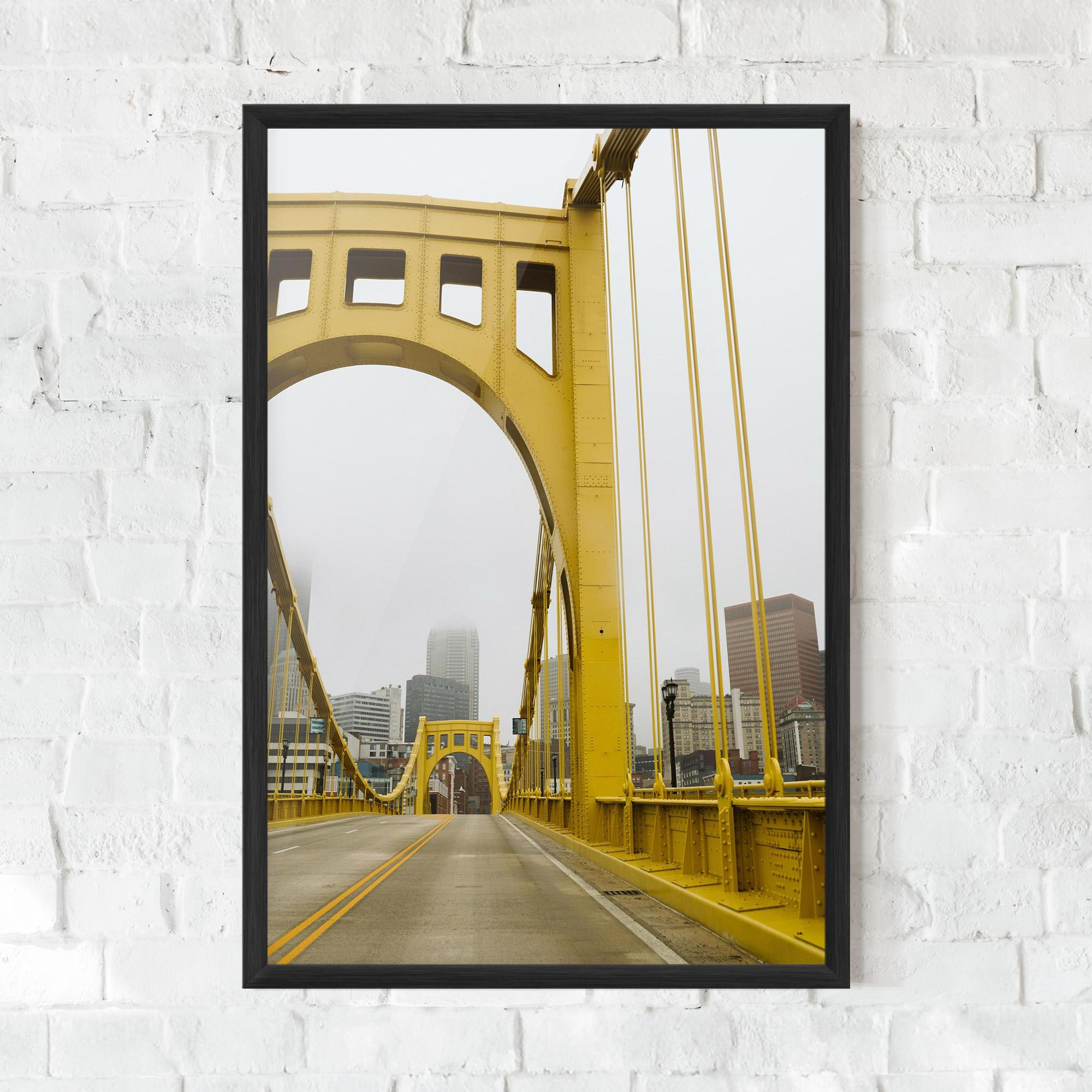 Poster Înrămat Yellow Foggy Bridge mockup 0