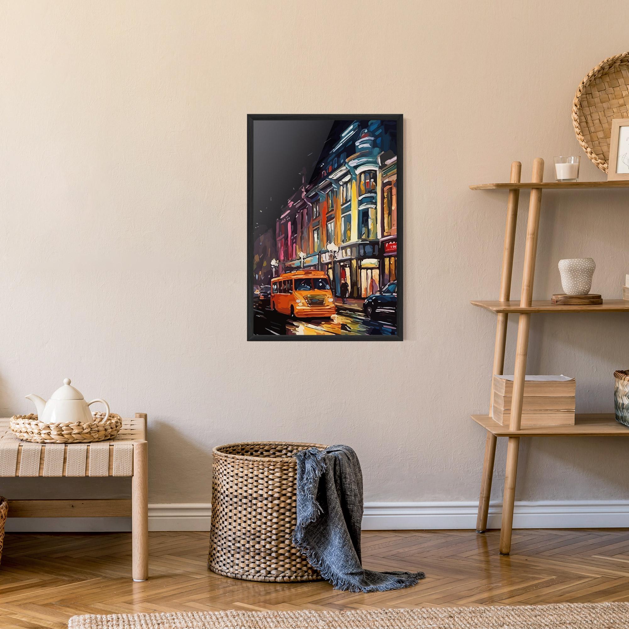 Poster Înrămat Yellow Car City Art mockup 9