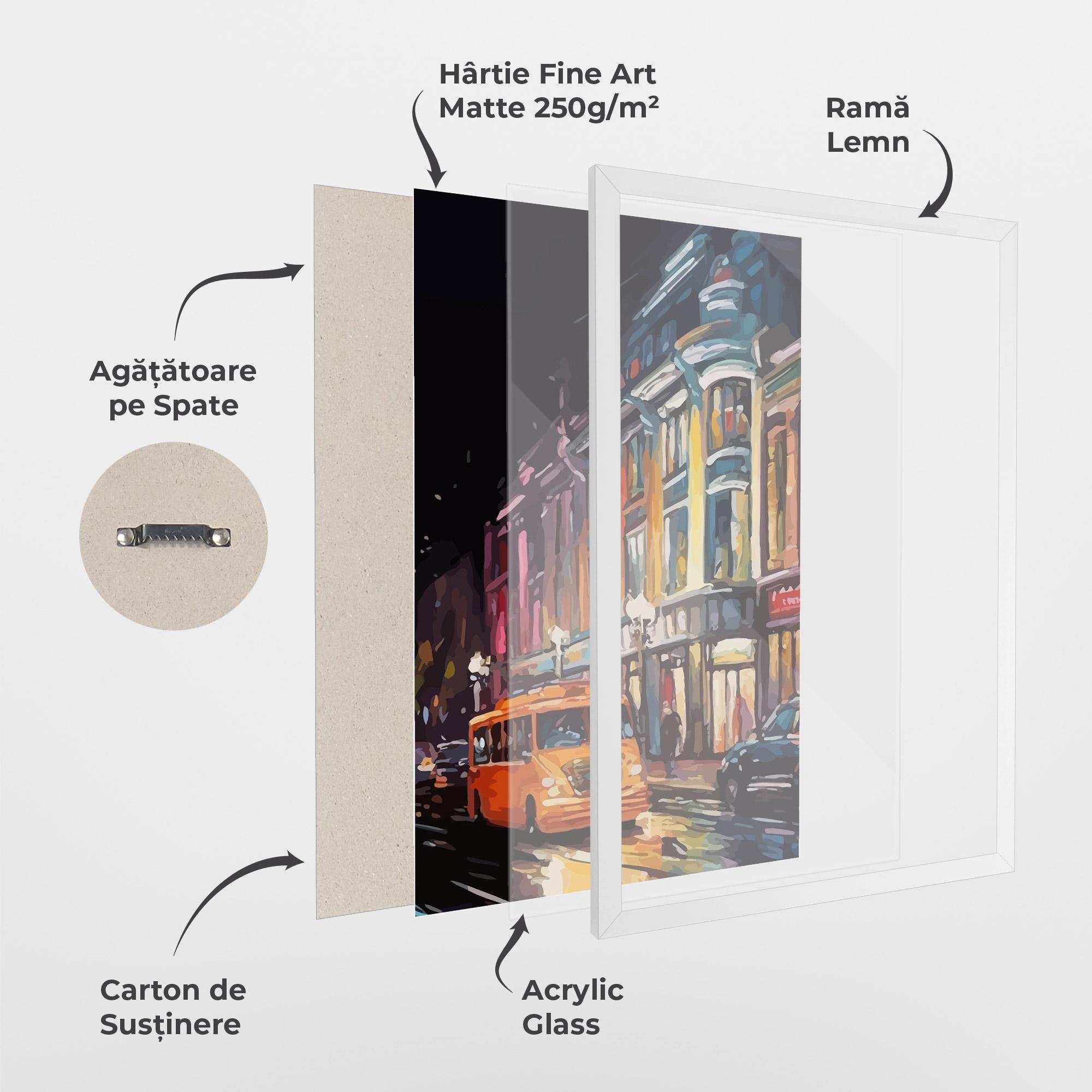 Poster Înrămat Yellow Car City Art mockup 1