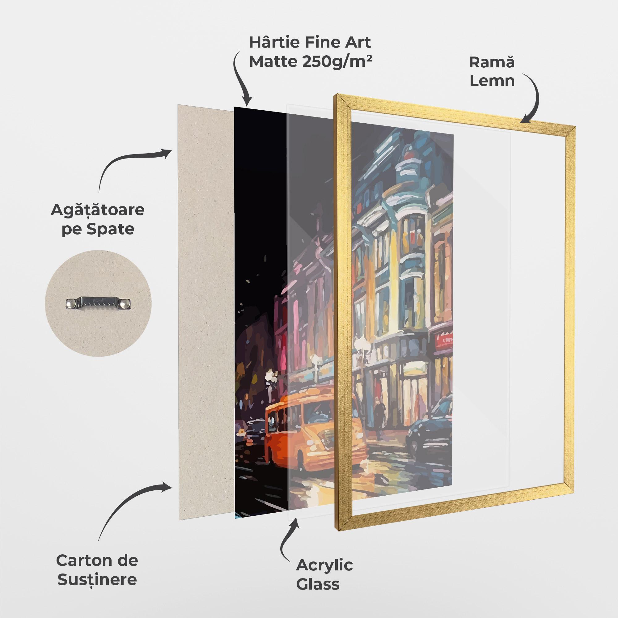 Poster Înrămat Yellow Car City Art mockup 1