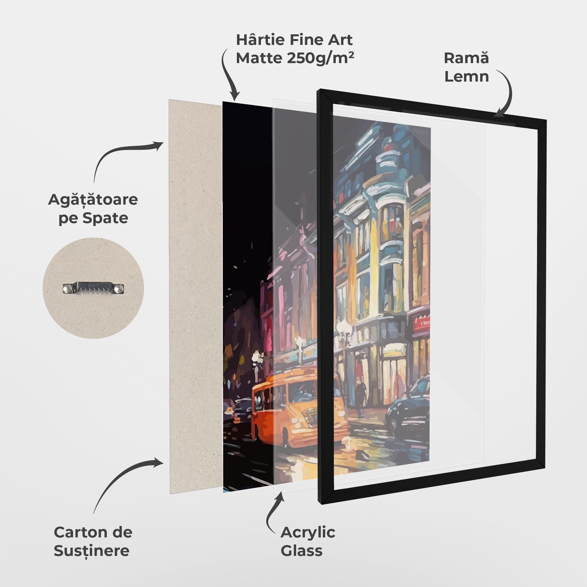 Poster Înrămat Yellow Car City Art mockup 1