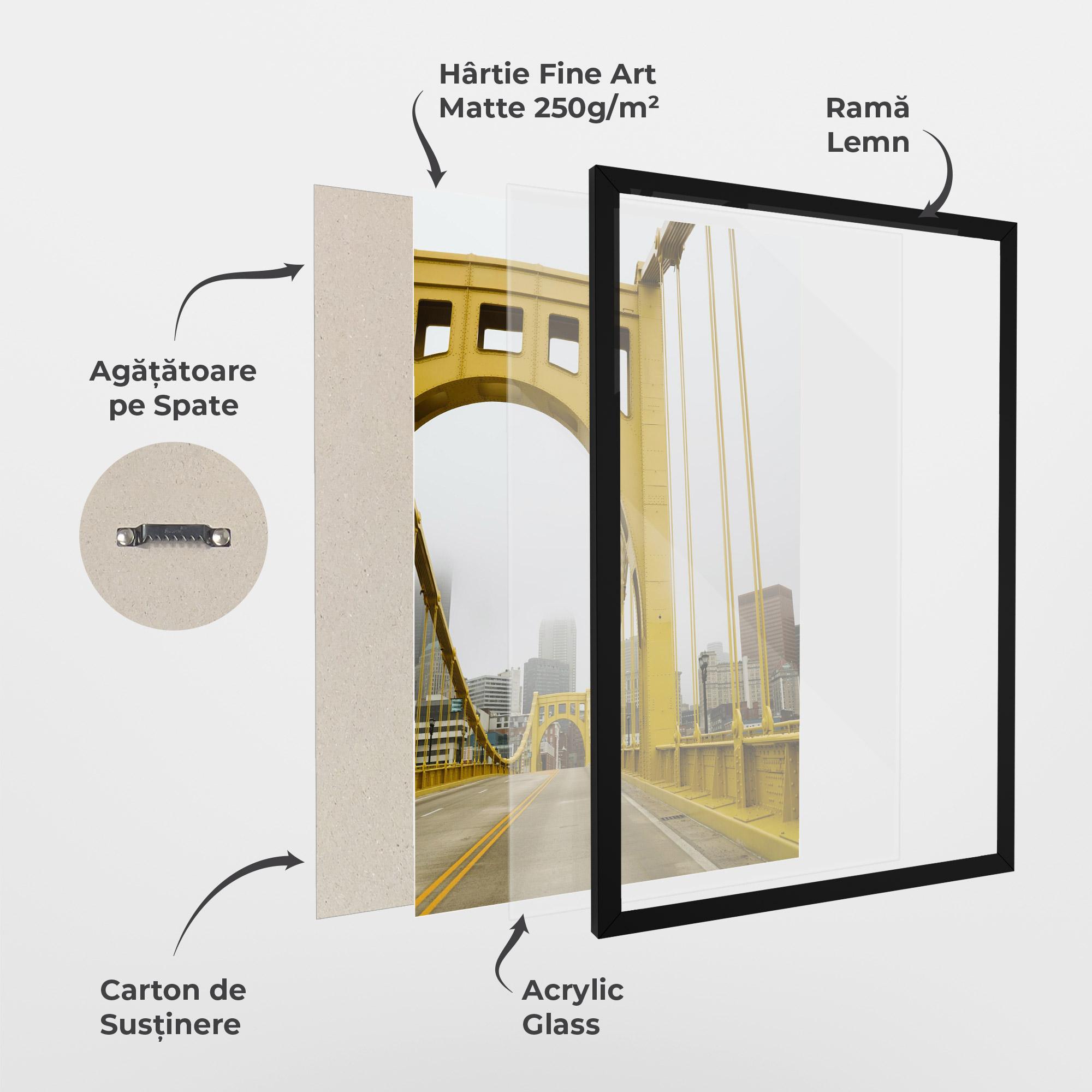 Poster Înrămat Yellow Foggy Bridge mockup 1