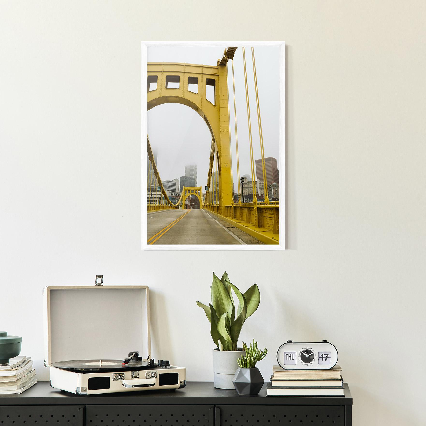 Poster Înrămat Yellow Foggy Bridge mockup 2