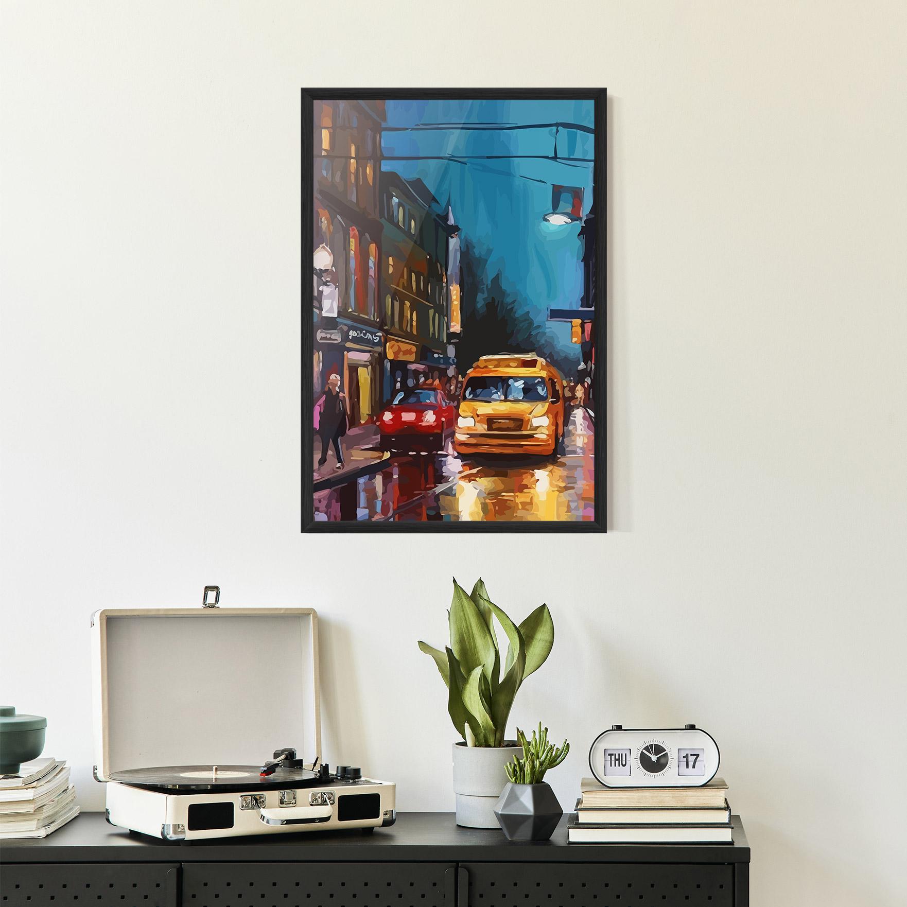 Poster Înrămat Yellow Car City mockup 2