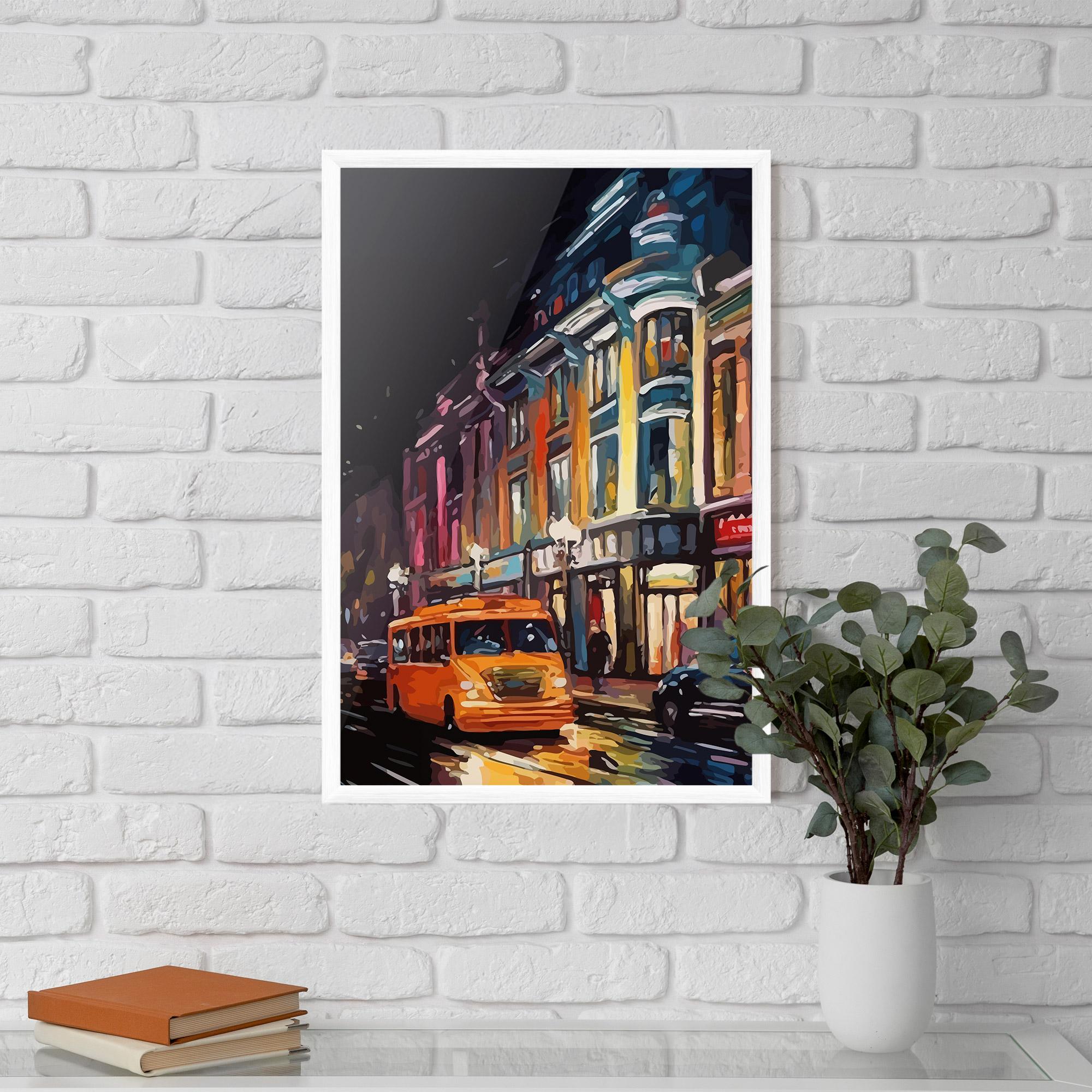 Poster Înrămat Yellow Car City Art mockup 5