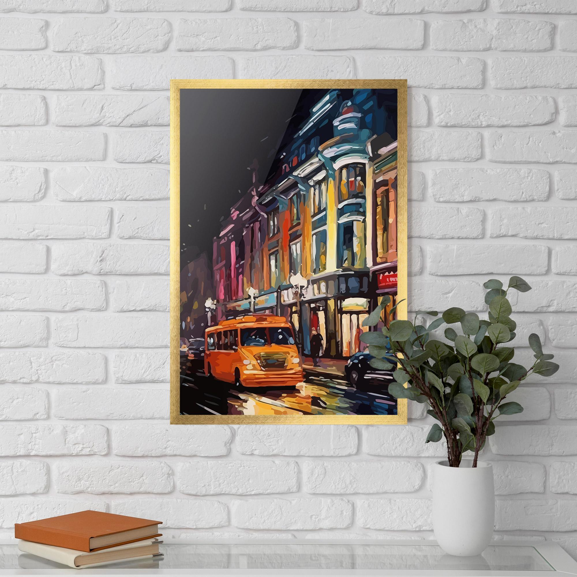 Poster Înrămat Yellow Car City Art mockup 5