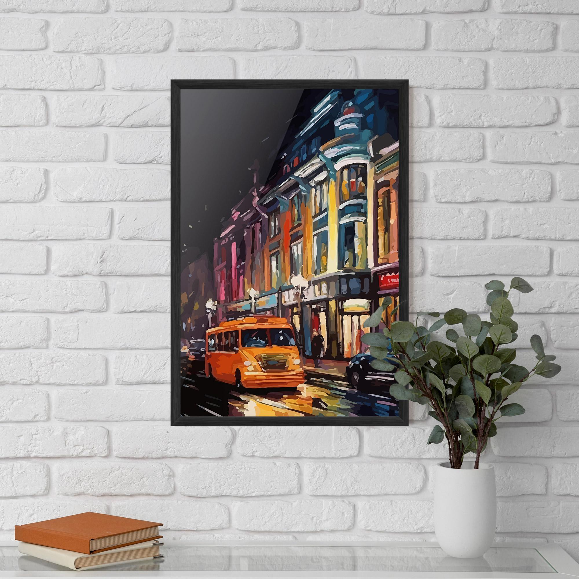 Poster Înrămat Yellow Car City Art mockup 5