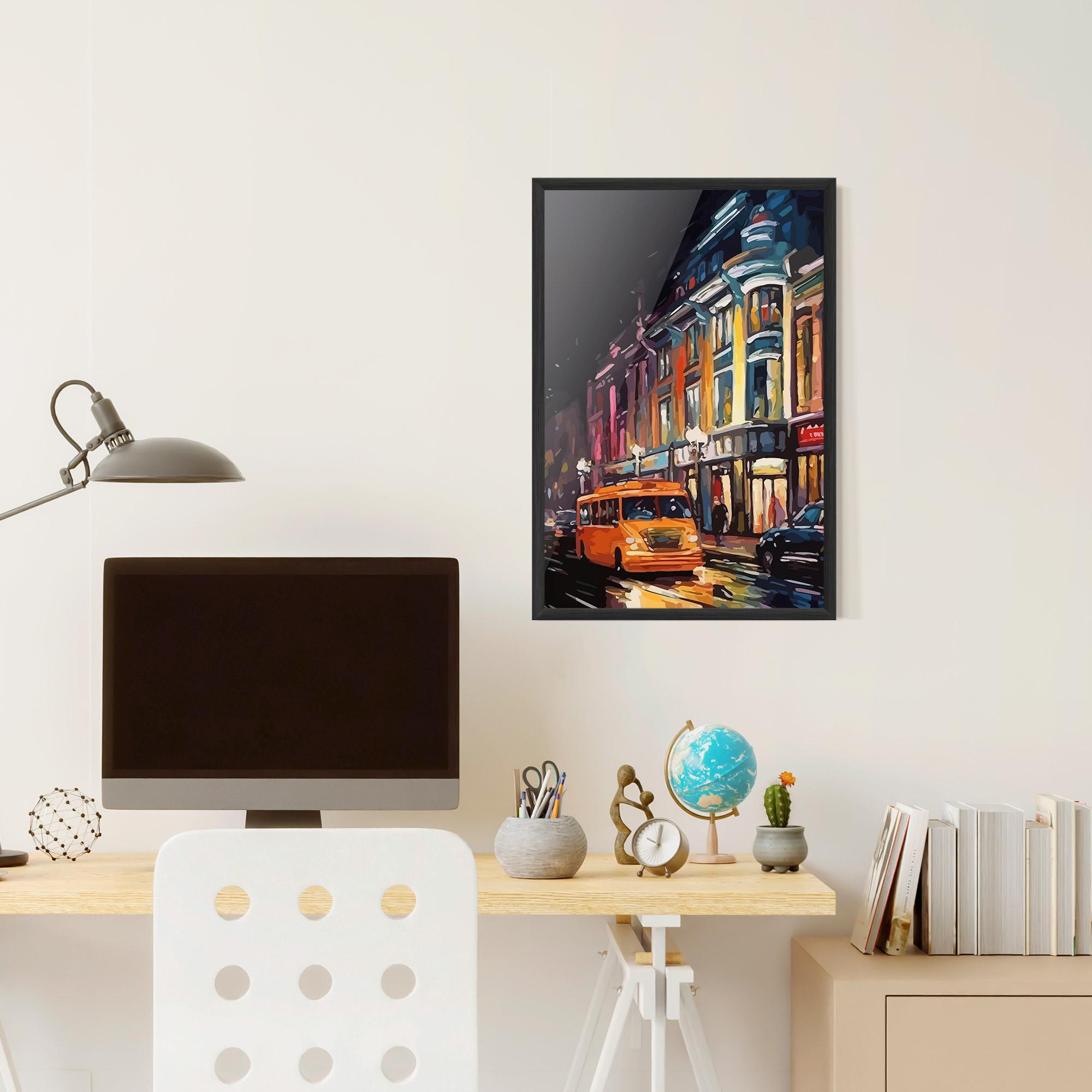 Poster Înrămat Yellow Car City Art mockup 6