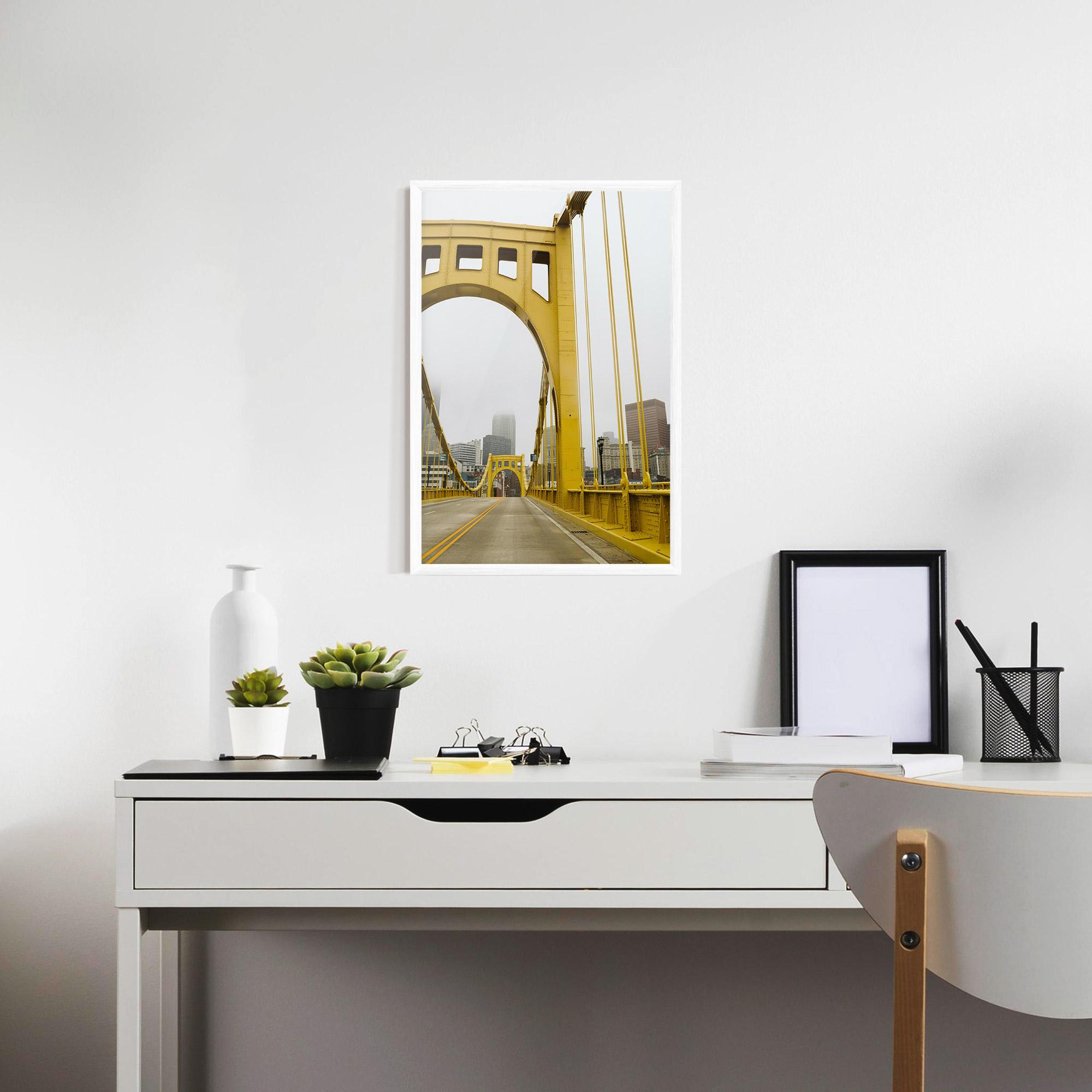 Poster Înrămat Yellow Foggy Bridge mockup 7