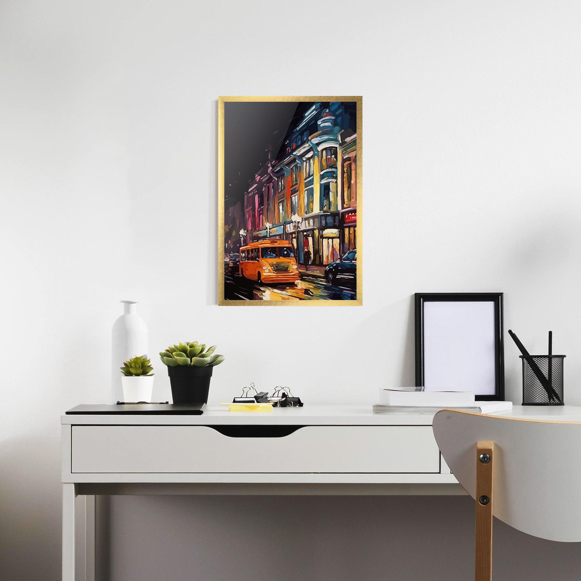 Poster Înrămat Yellow Car City Art mockup 7