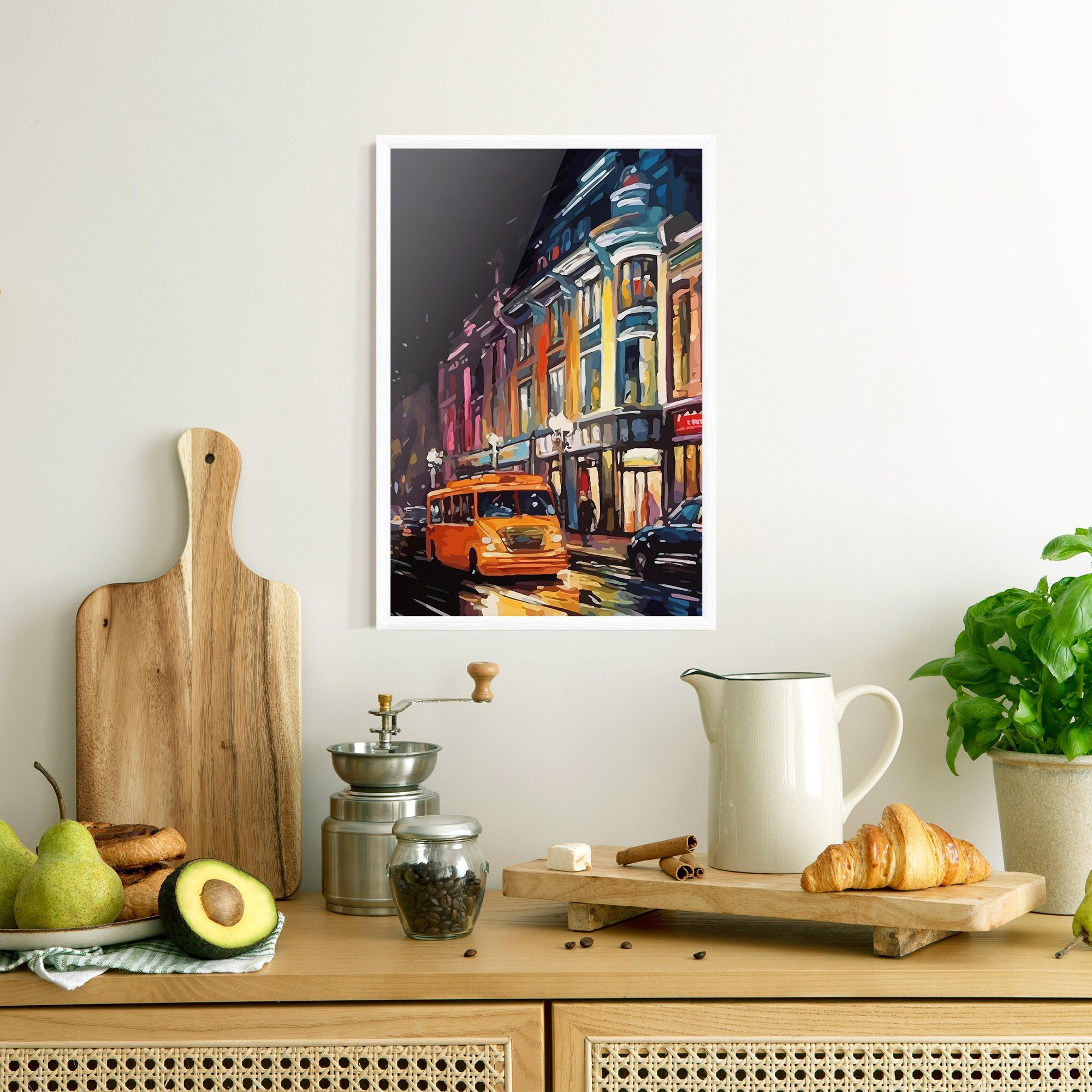 Poster Înrămat Yellow Car City Art mockup 8