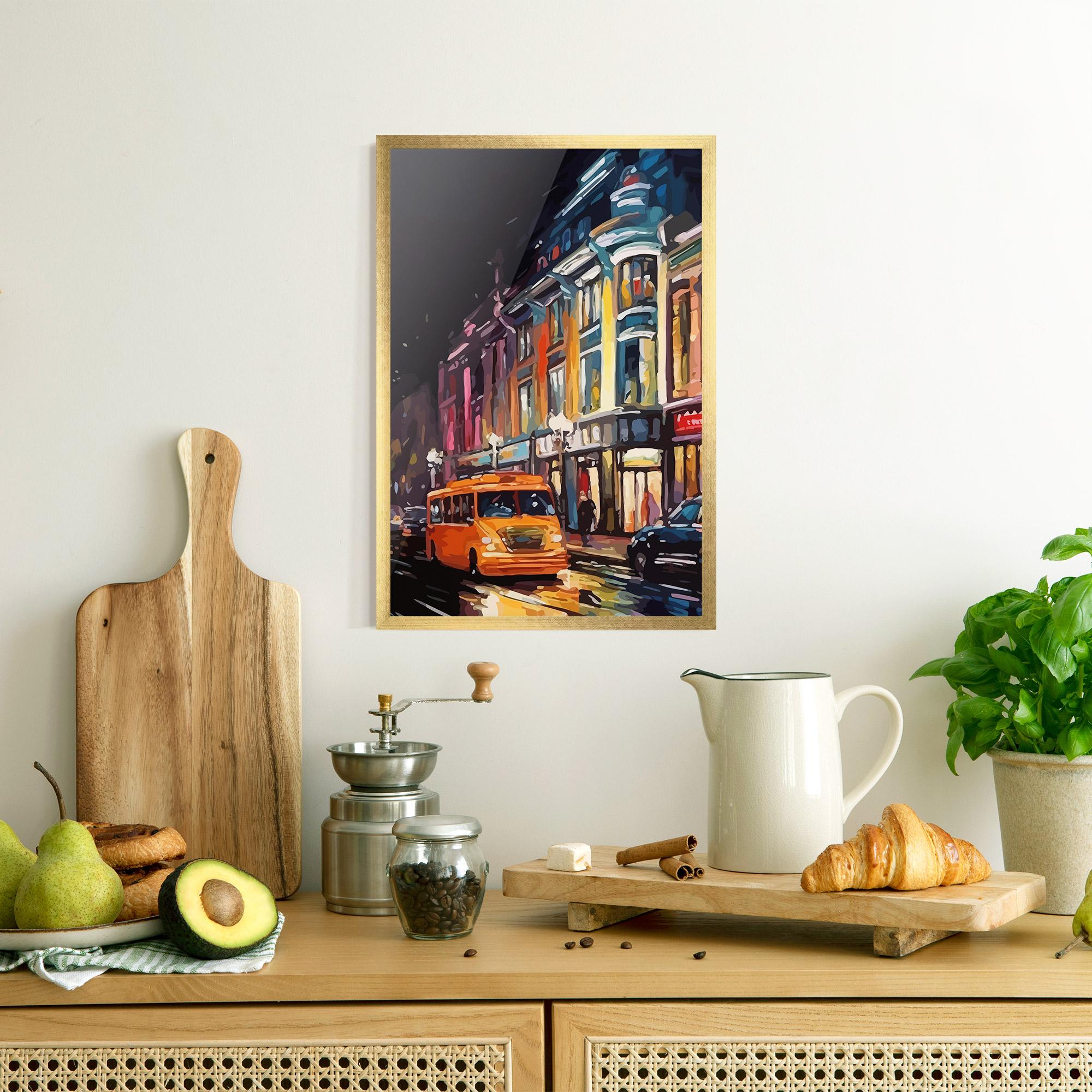 Poster Înrămat Yellow Car City Art mockup 8