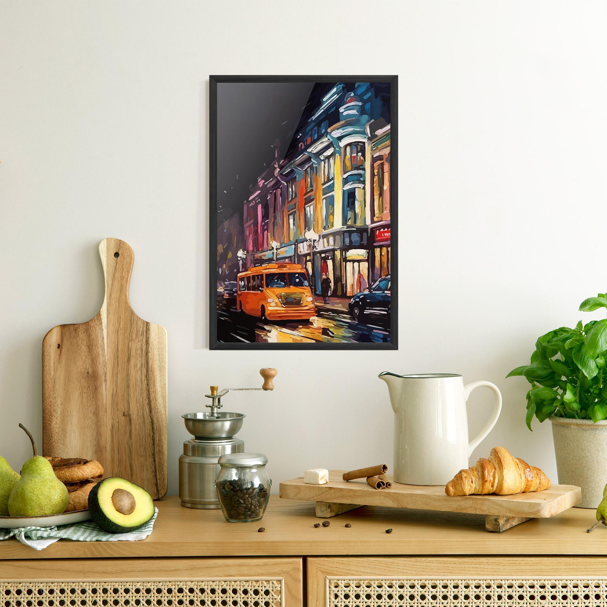 Poster Înrămat Yellow Car City Art mockup 8
