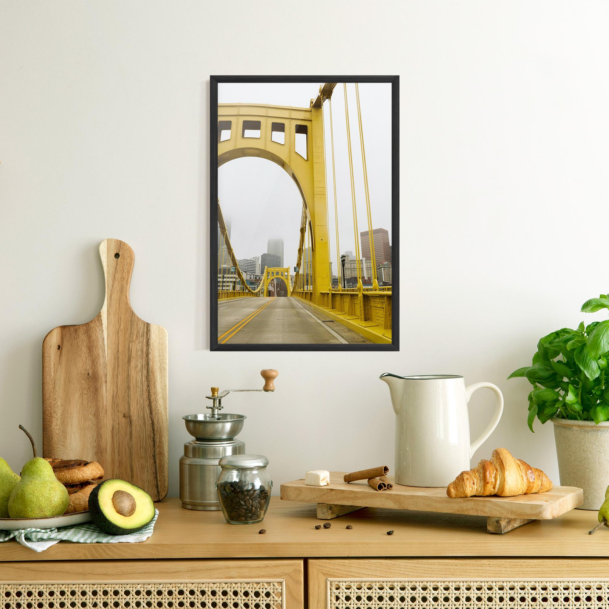 Poster Înrămat Yellow Foggy Bridge mockup 8