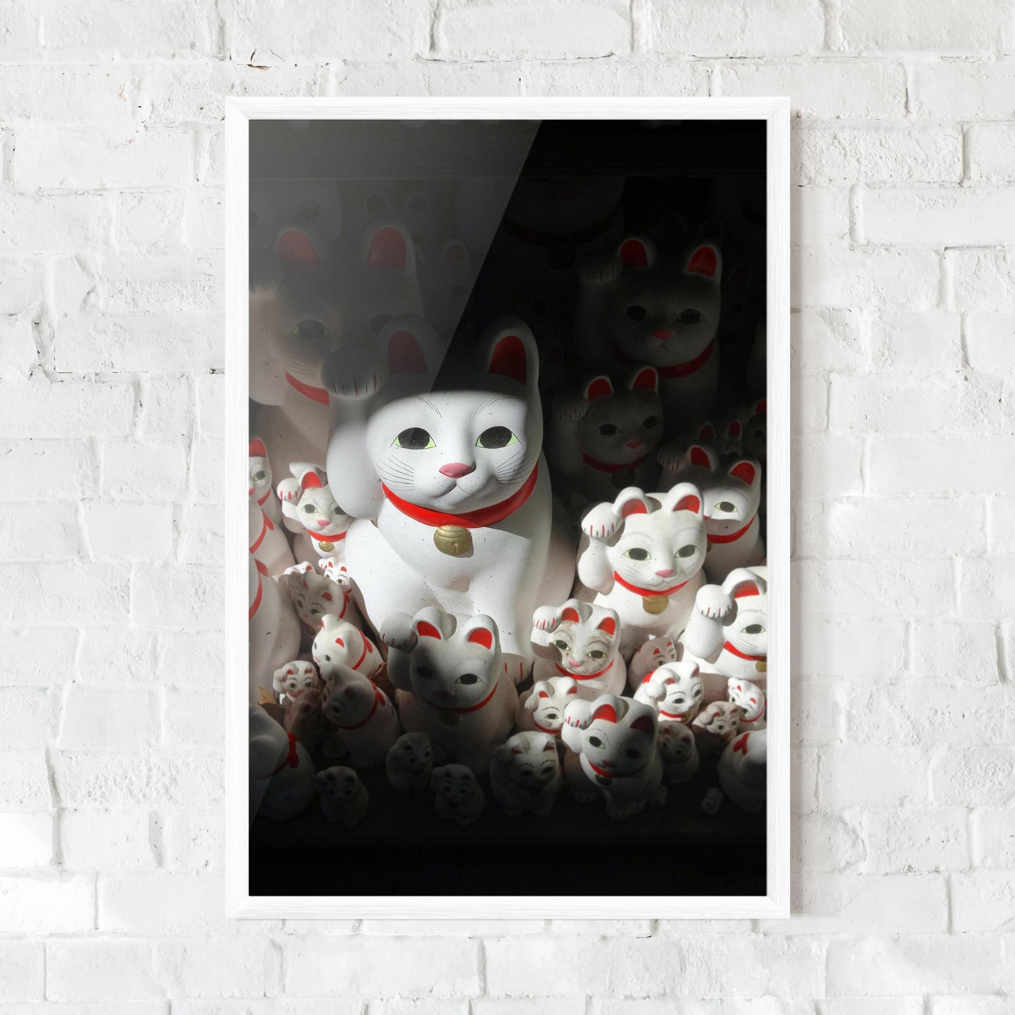 Poster Înrămat White Lucky Cats mockup 0