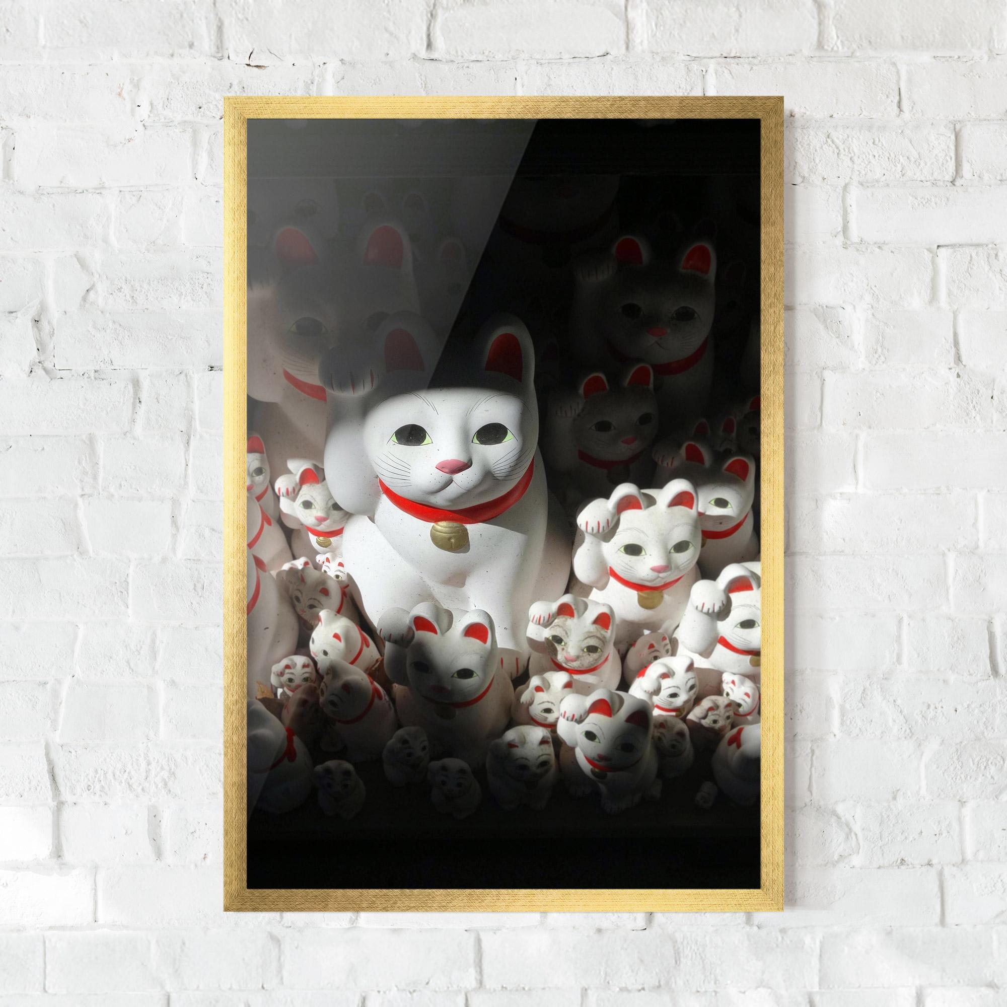 Poster Înrămat White Lucky Cats mockup 0