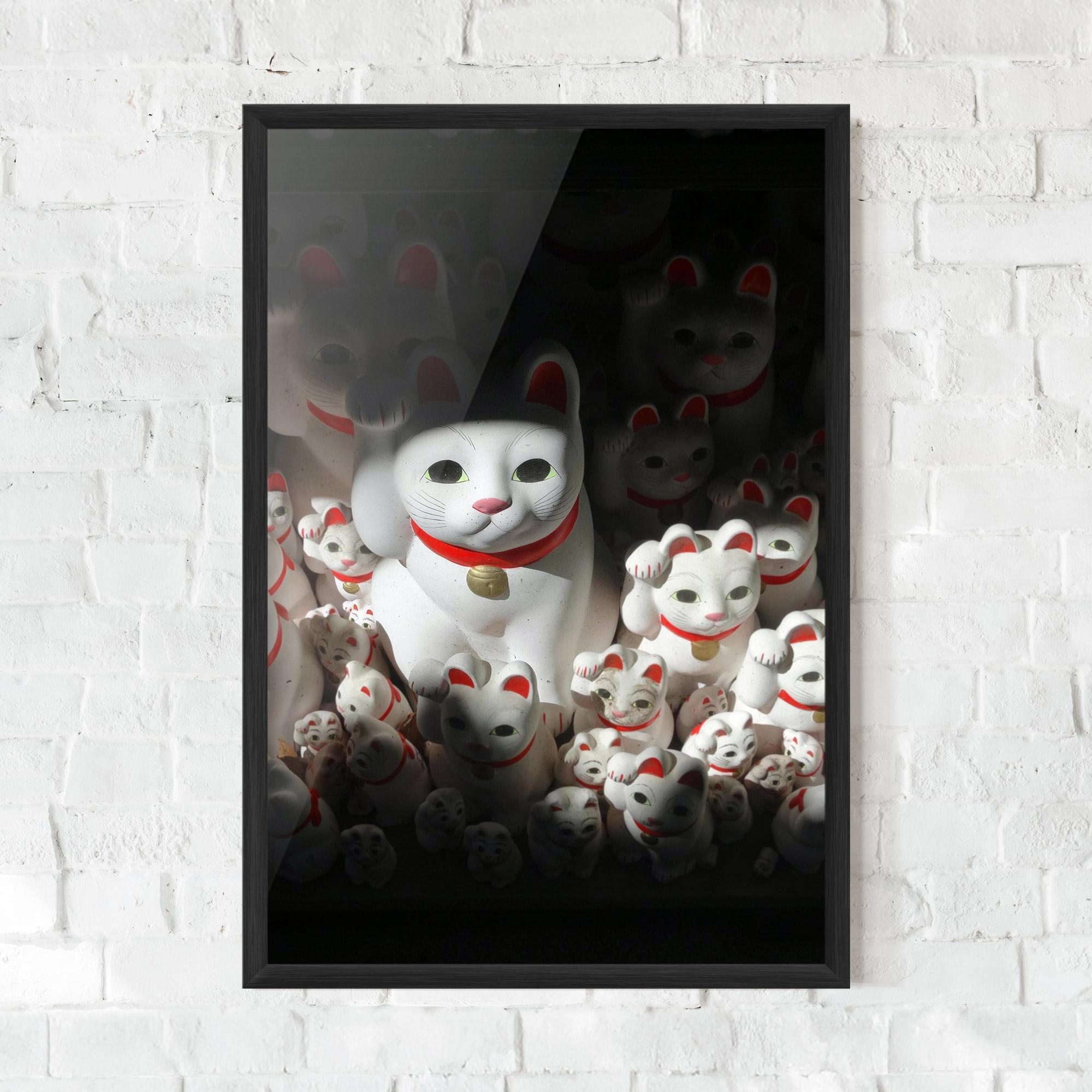 Poster Înrămat White Lucky Cats mockup 0