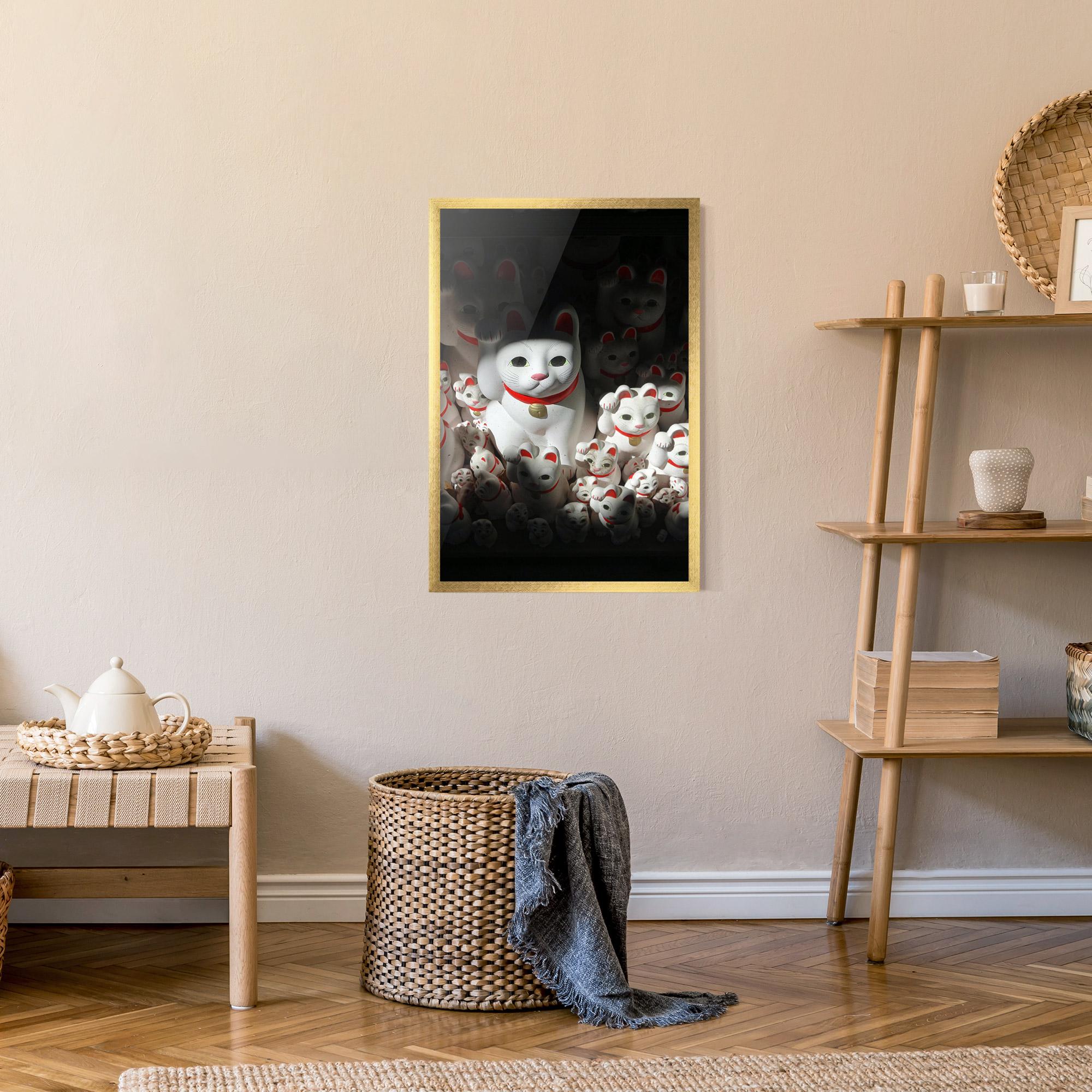 Poster Înrămat White Lucky Cats mockup 9