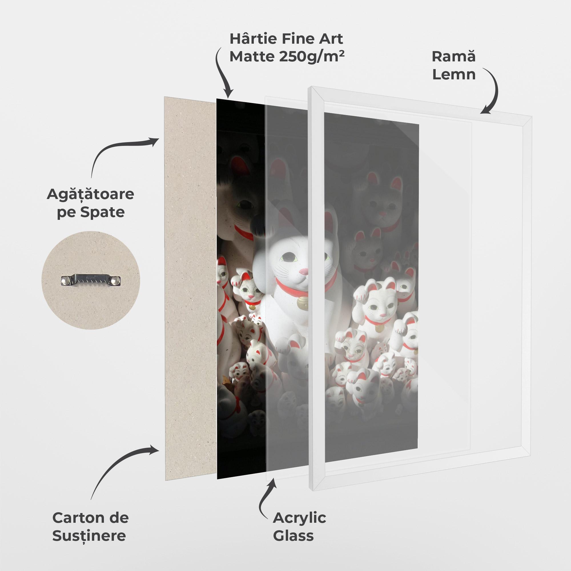 Poster Înrămat White Lucky Cats mockup 1