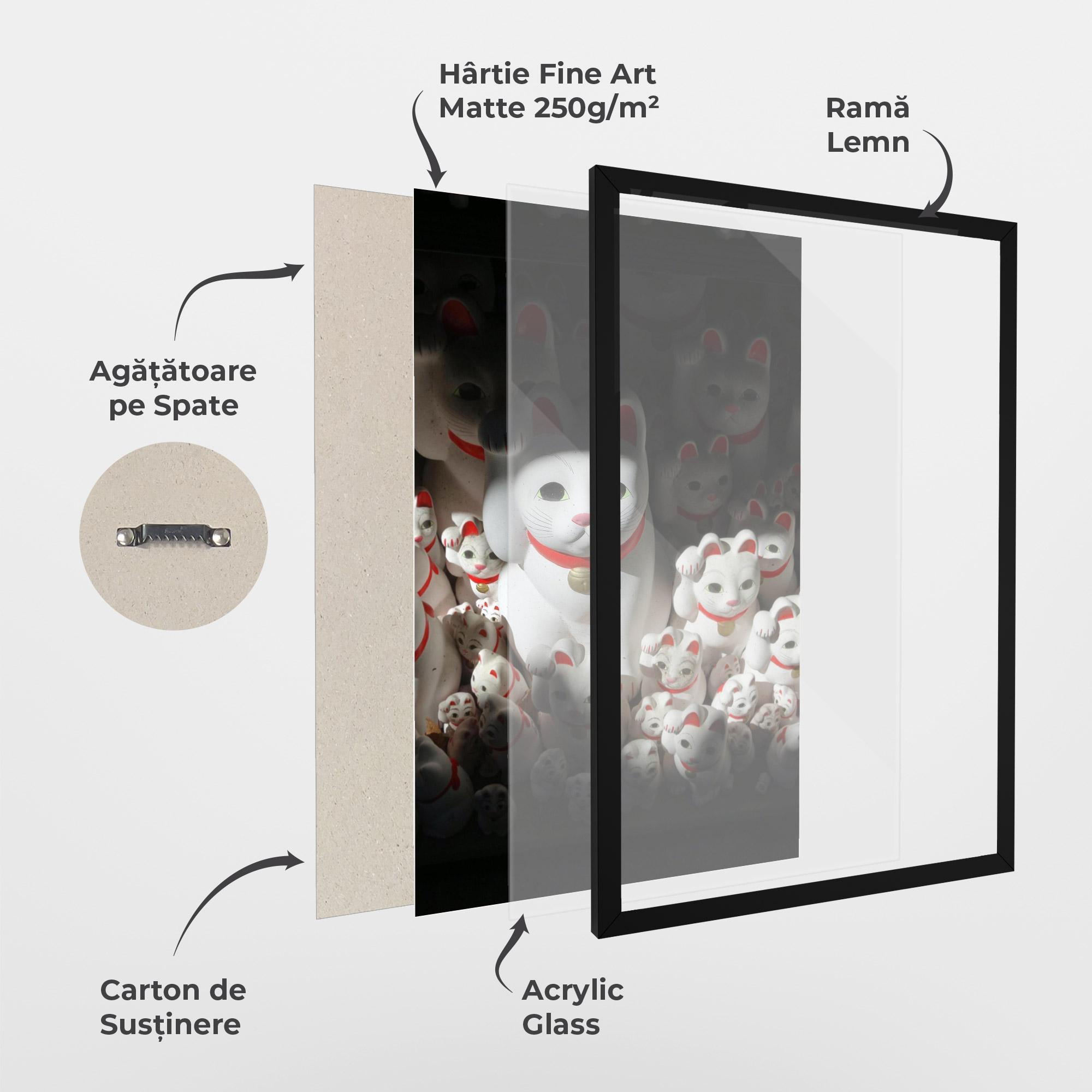 Poster Înrămat White Lucky Cats mockup 1
